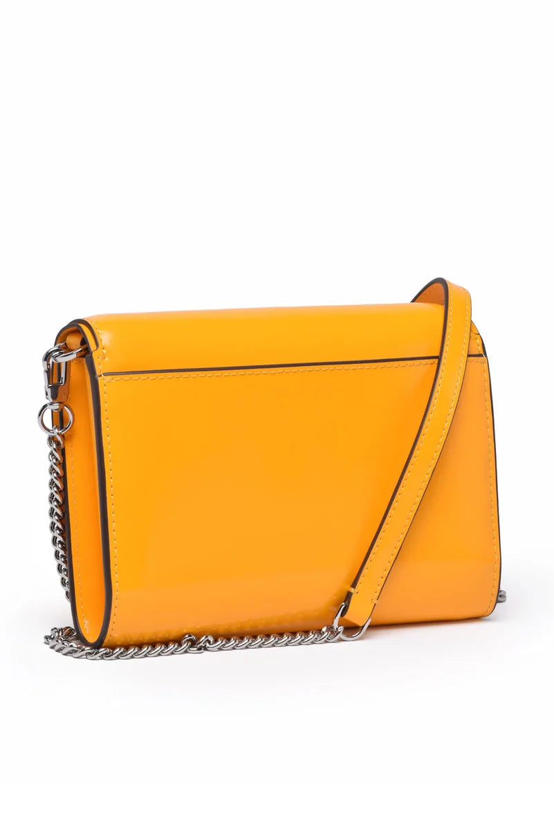 Emerson Patent Chain Shoulder Bag - Black/Orange