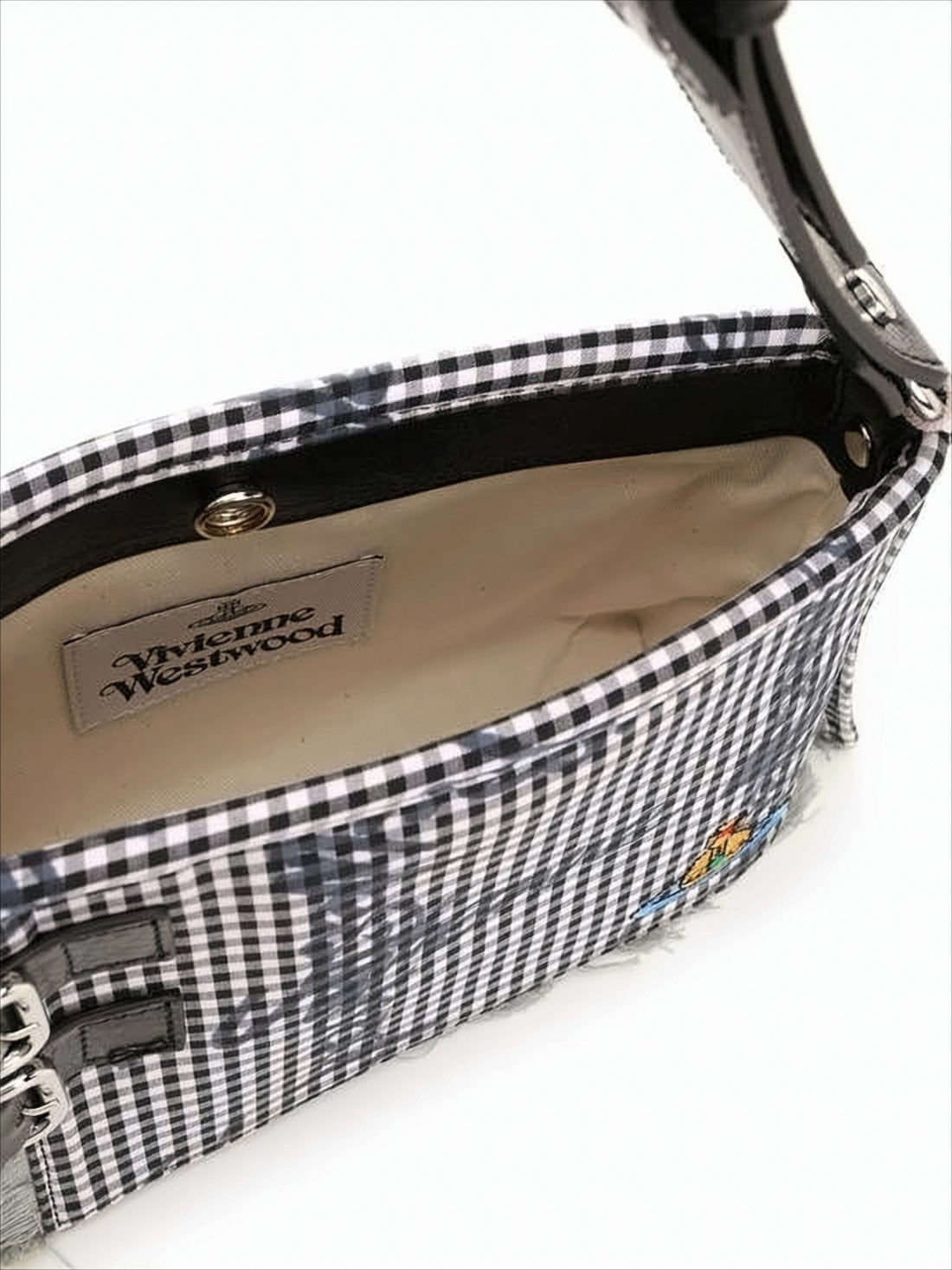 Rectangular Gingham Pattern Shoulder Bag