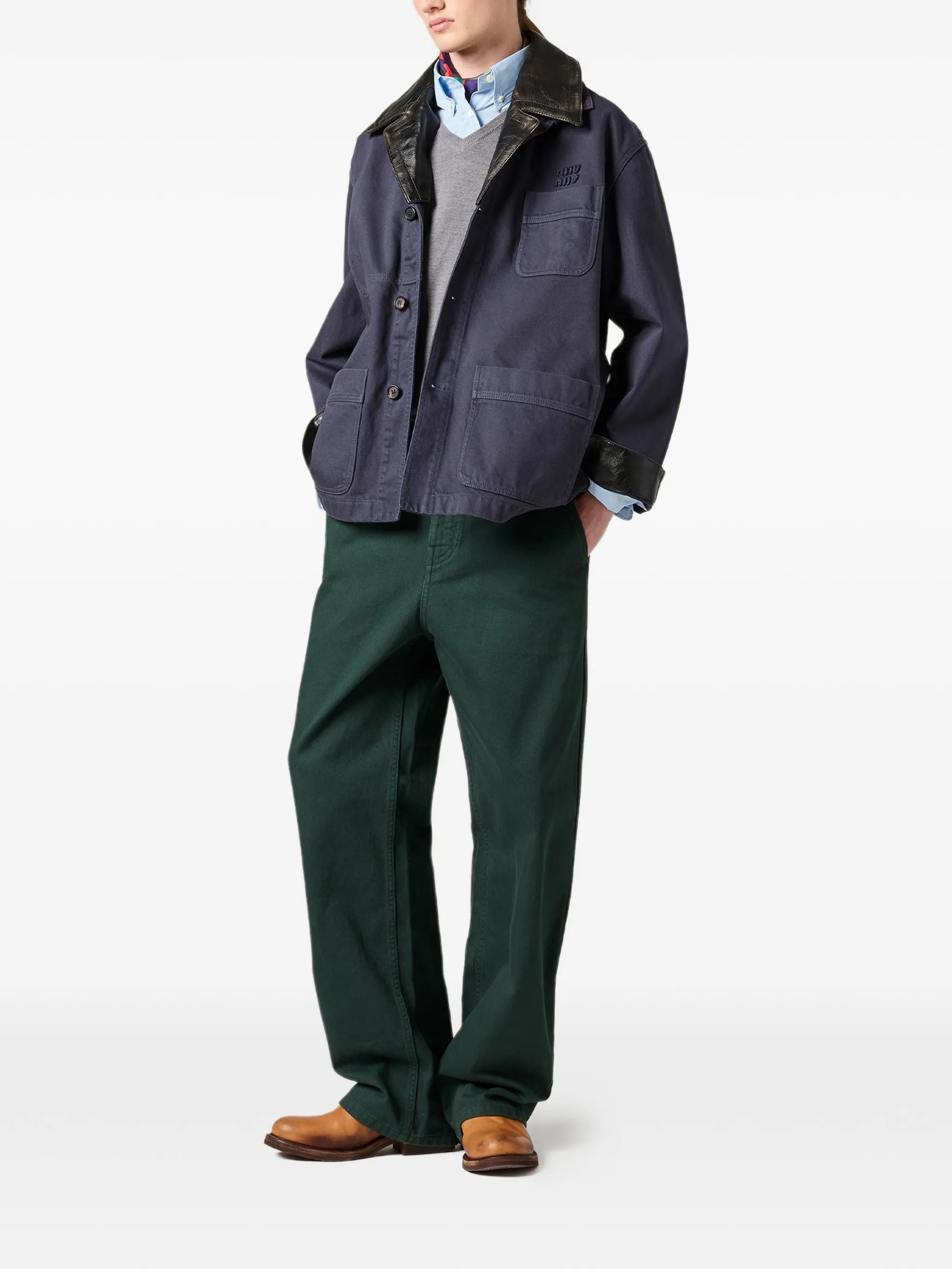 Blue Boxy Multitude Pockets Jacket