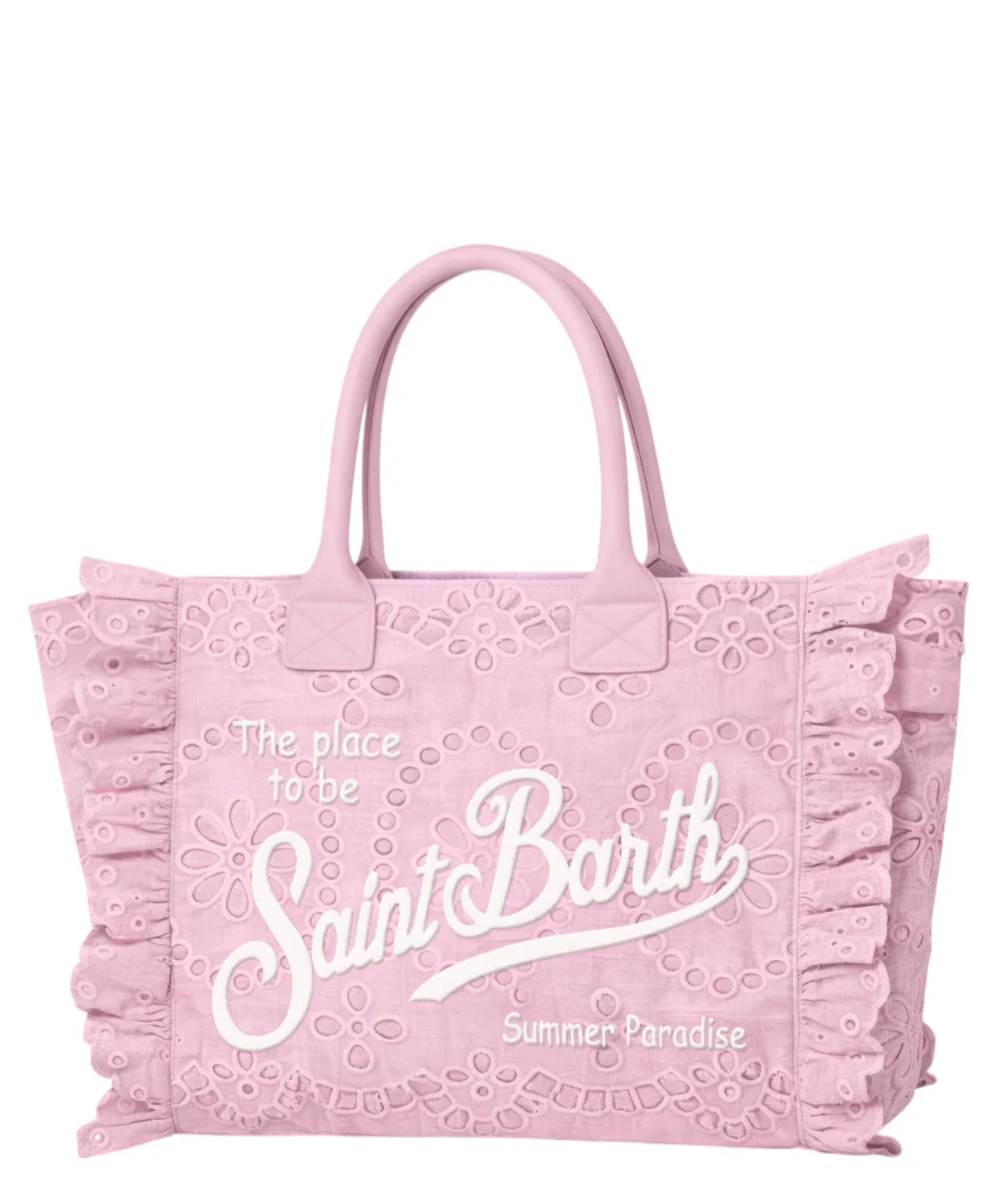Tote Bag with Floral Eyelet Embroidery