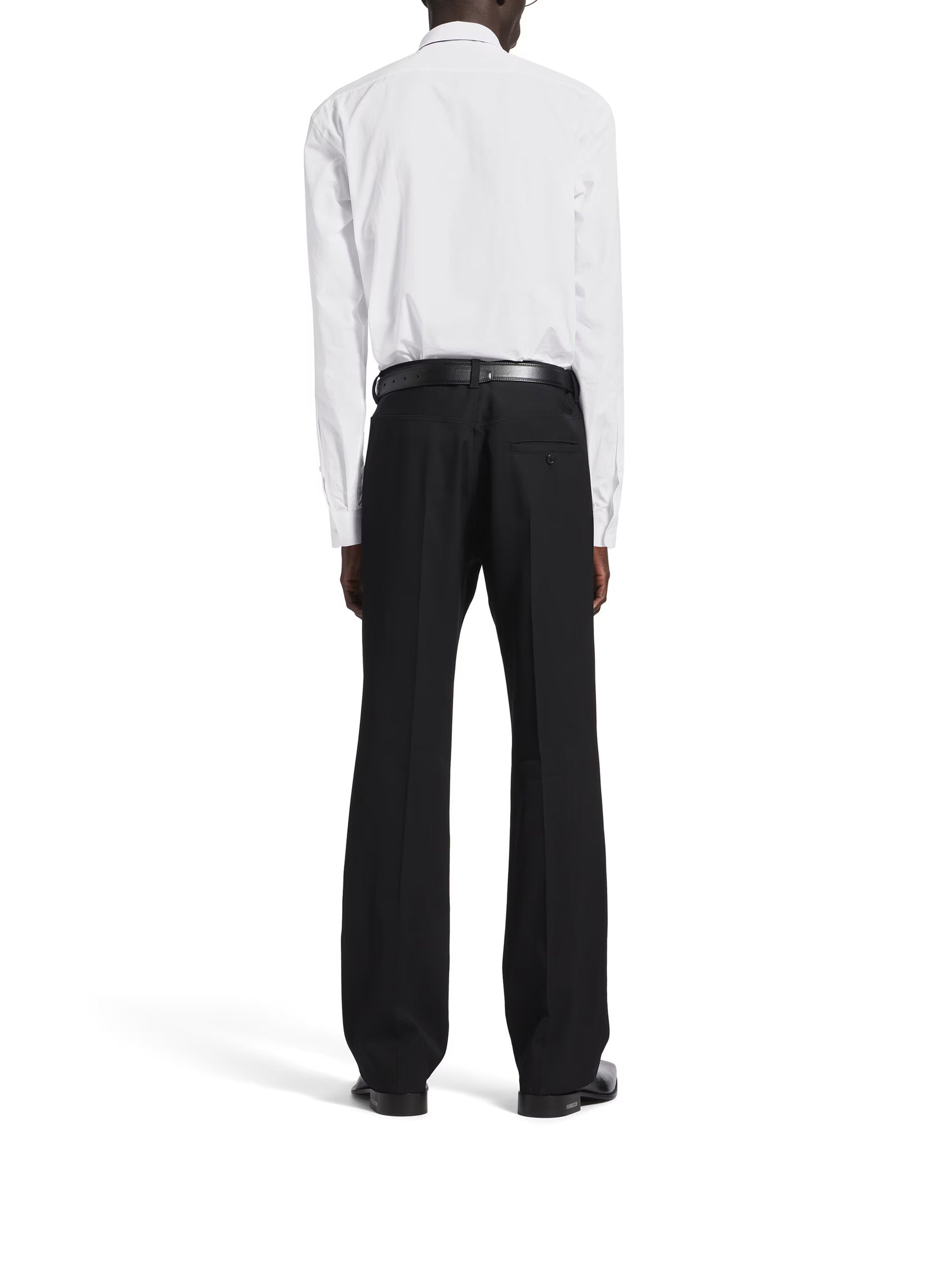 Black Tailored Straight-Leg Structured Pants