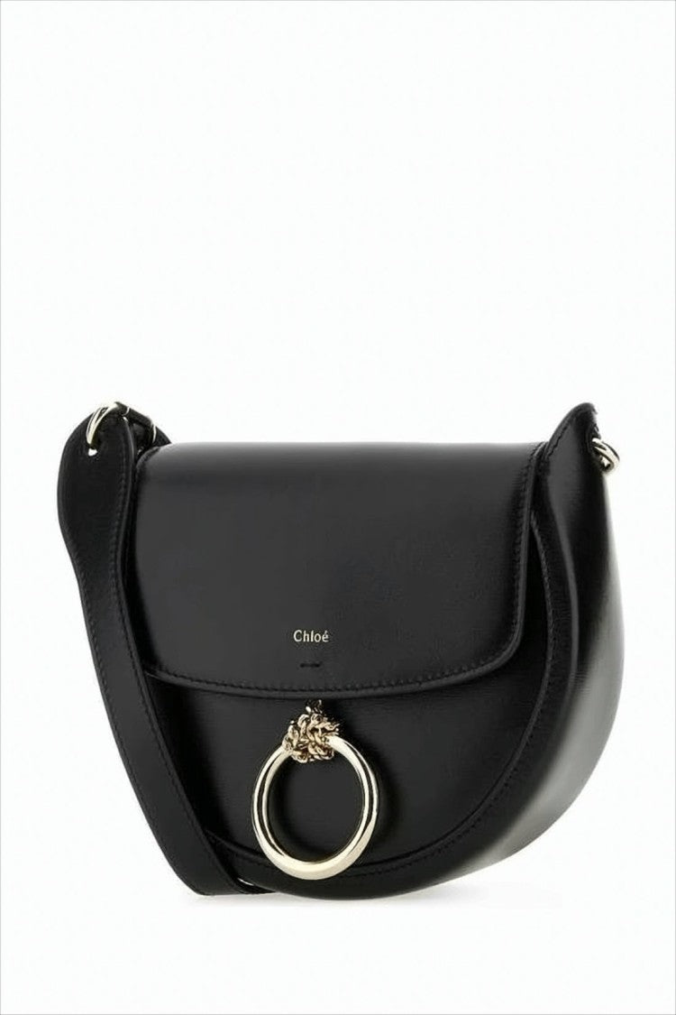 Crescent-Shaped Calf Leather Crossbody Bag