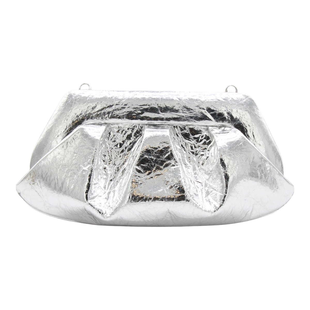 Crinkled Silver Bag with Flap Closure