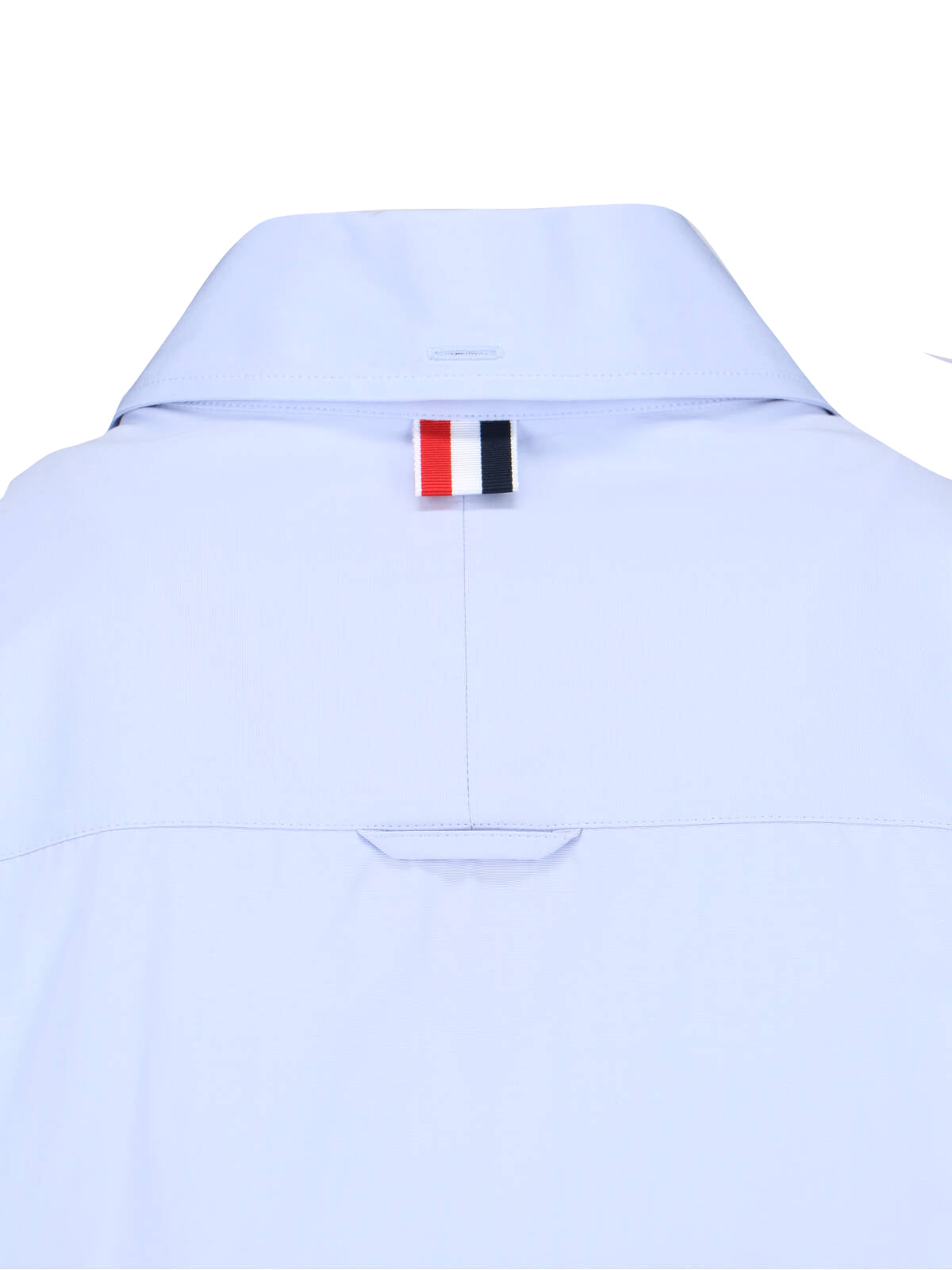 Blue Poplin Curved Hem Logo Shirt