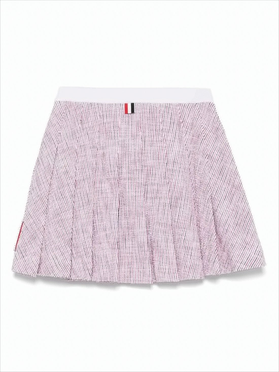 Pleated Mini Skirt with Textured Fabric and Tricolor Accents