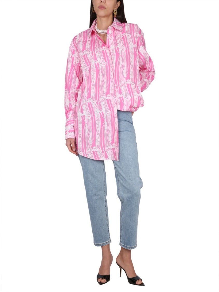 Floral Patterned Shirt Dress With Classic Collar