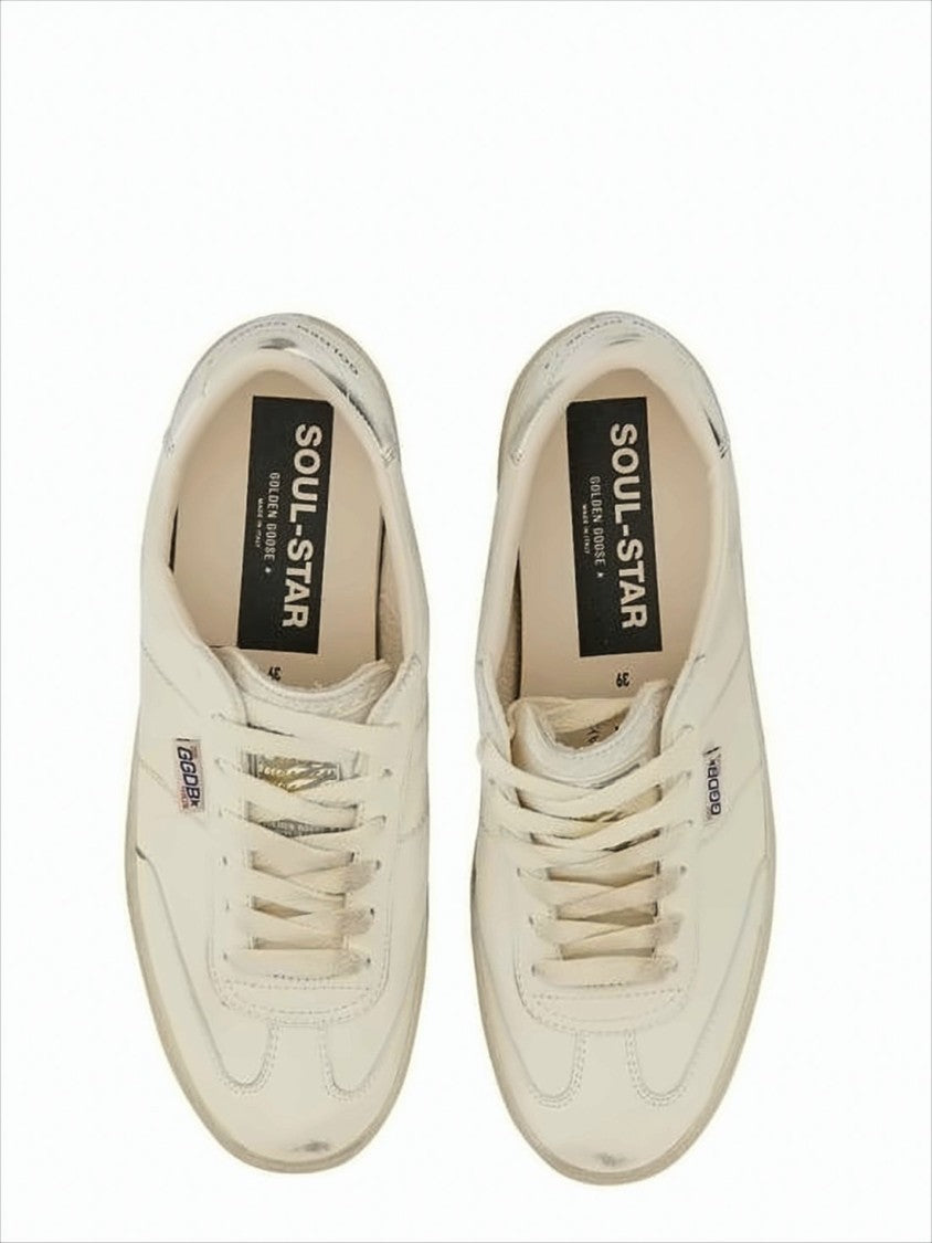 Distressed Low-Top Sneakers With Metallic Accents