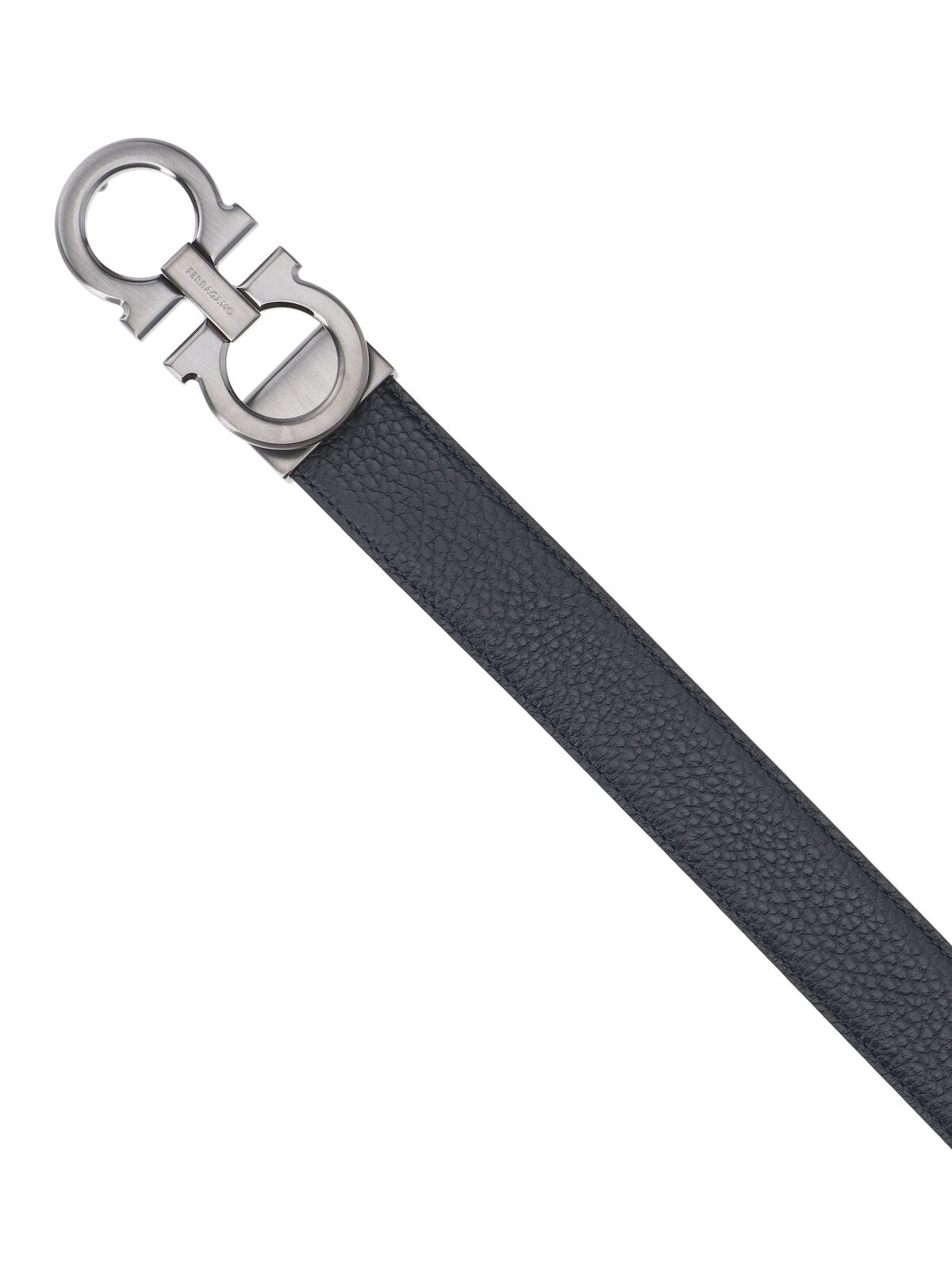 Reversible "Gancini" Belt In Black Calfskin On One Side
