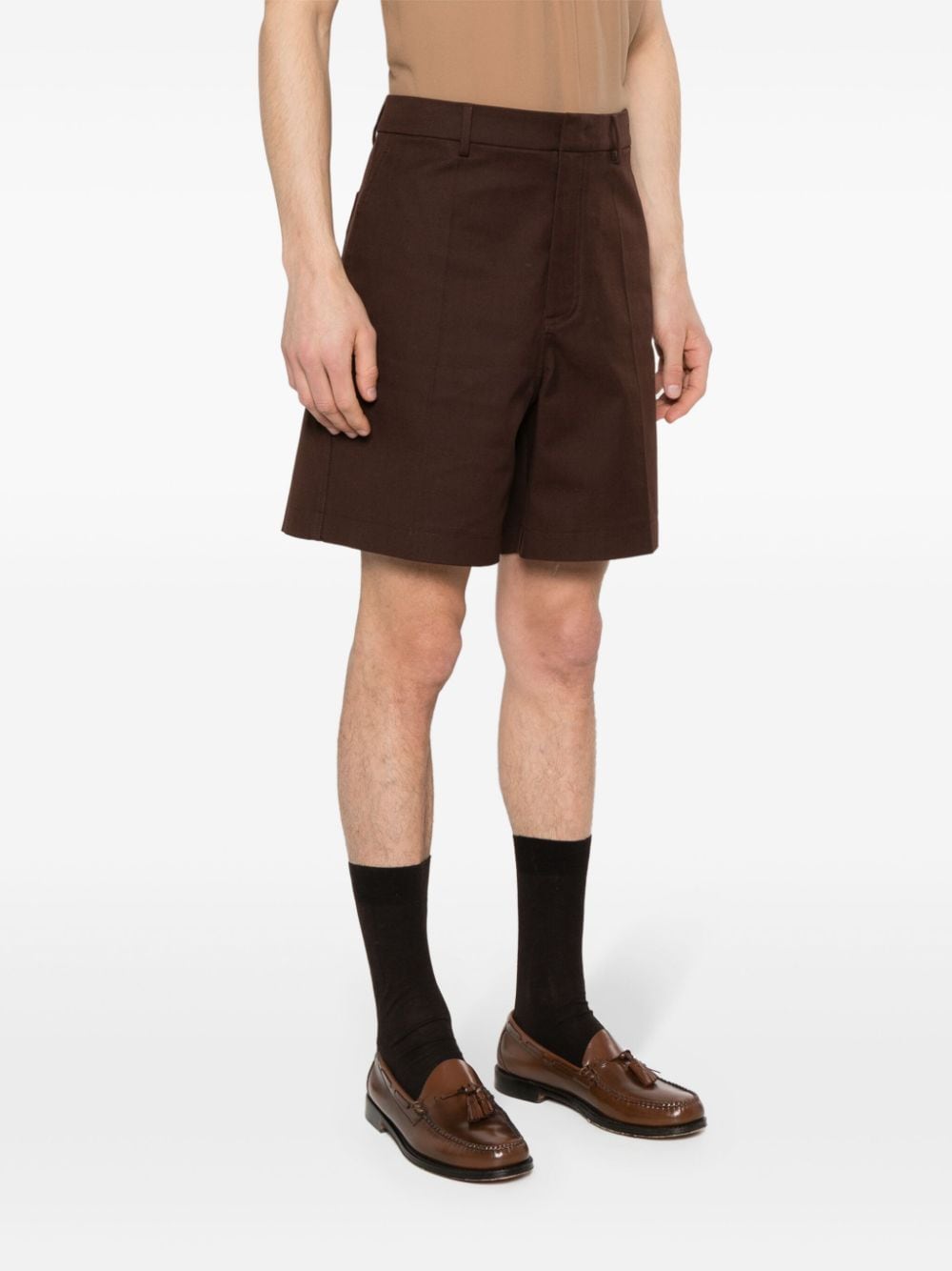 Chocolate Brown Cotton Blend Shorts