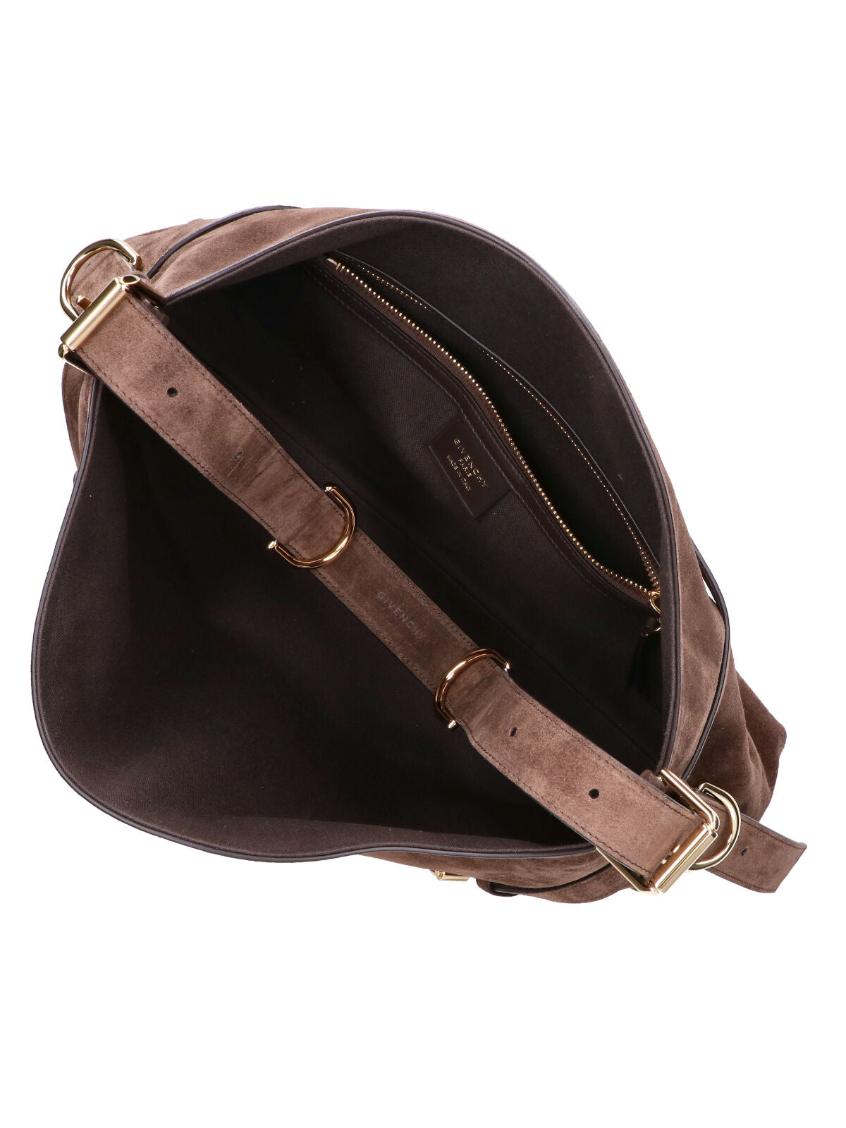 Brown Voyou Suede Medium Shoulder Bag