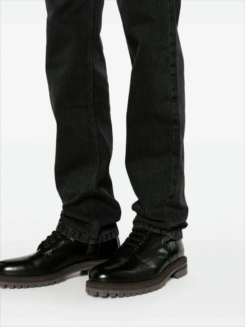 Straight-Leg Black Denim Pants