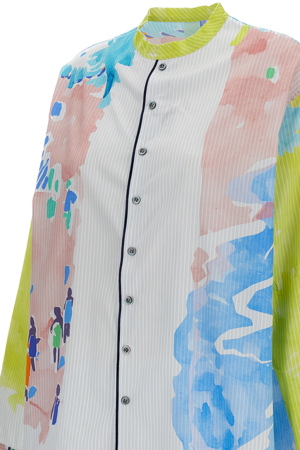 Watercolor-Printed Oversized Shirt