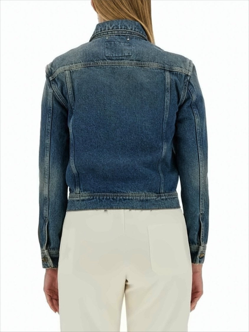Structured Cropped Denim Jacket With Vintage Finish
