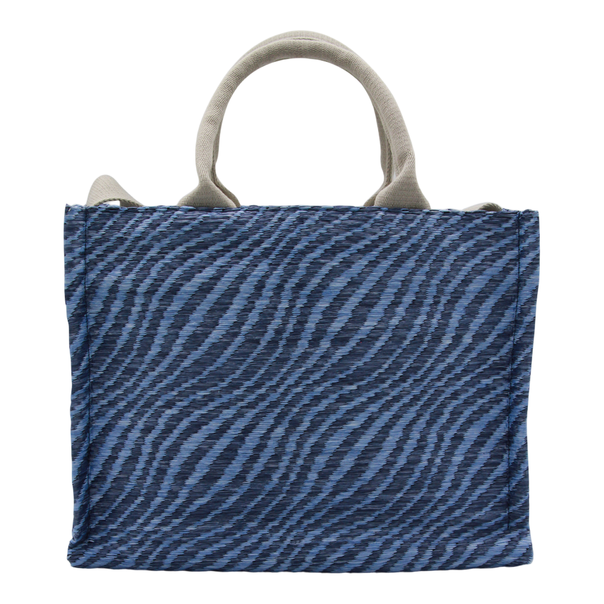 Textured Blue Tote Bag with Bold Embroidery