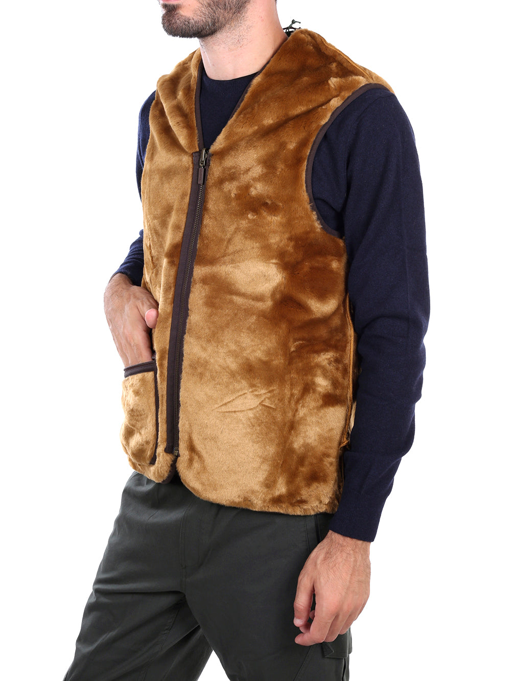 Warm Pile Reversible Waistcoat With Zip Closure