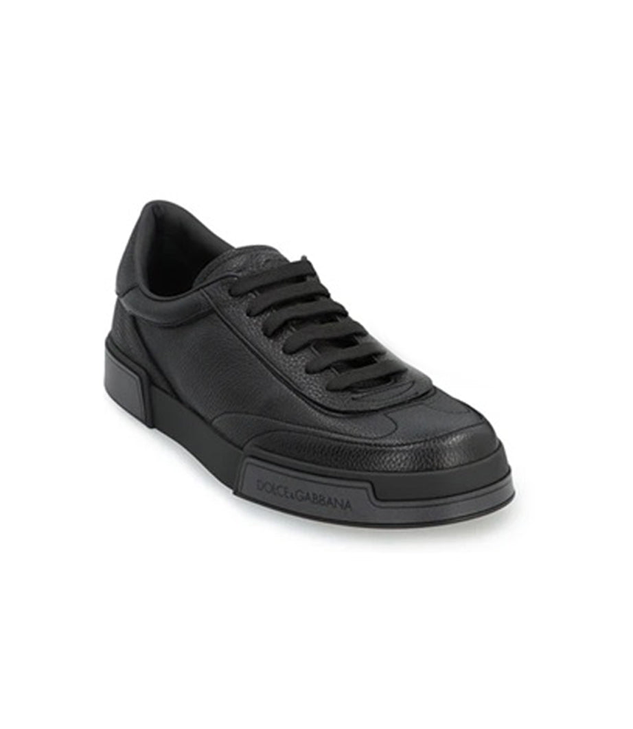 Low-Top Textured Black Sneakers