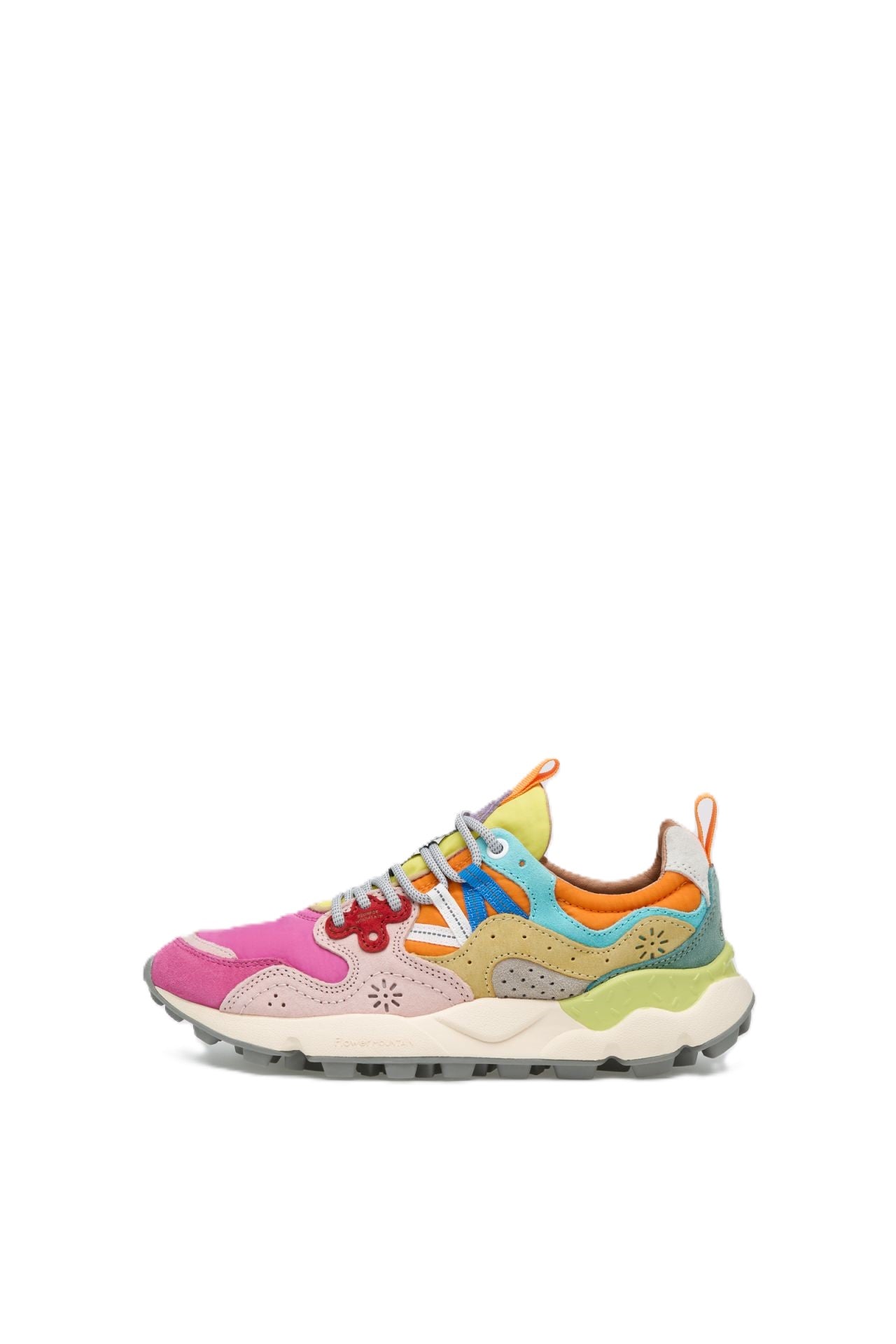 Multi-Colored Sneakers with Chunky Sole and Decorative Perforations