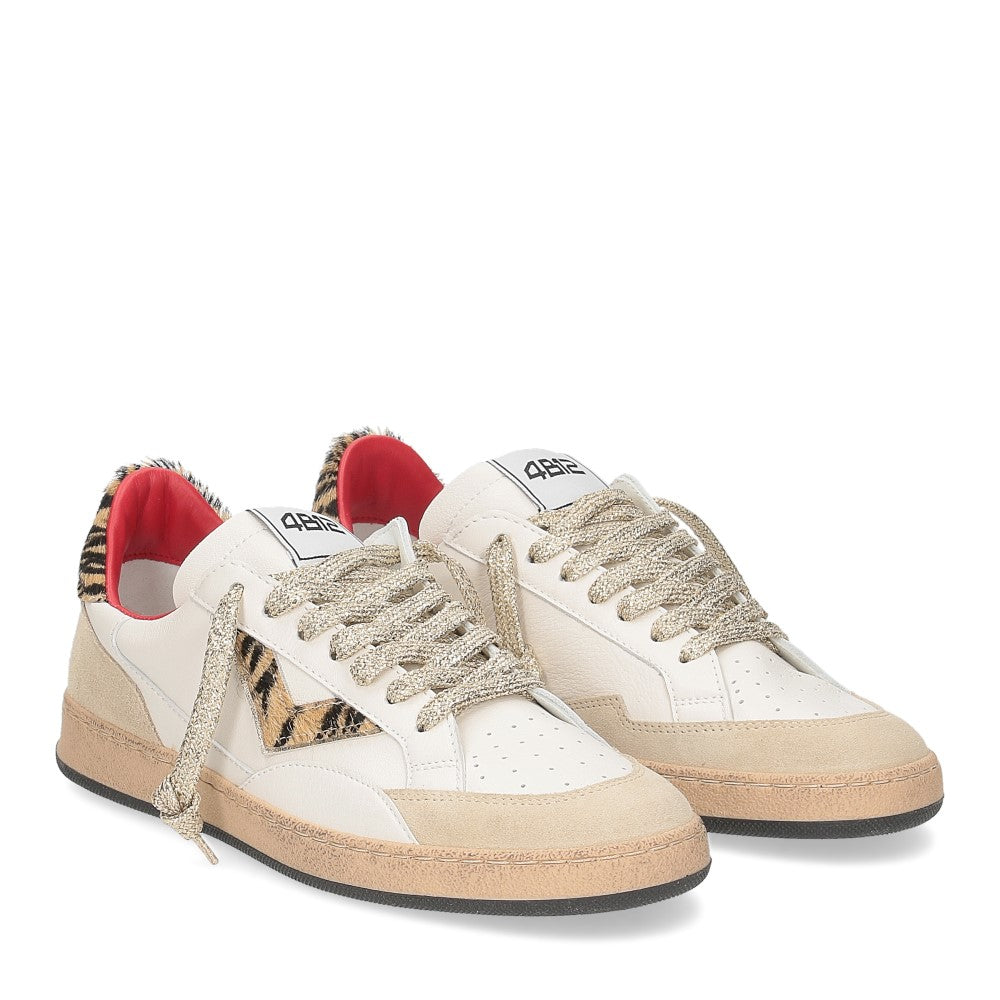 Low-Top Sneakers With Zebra Print Accent