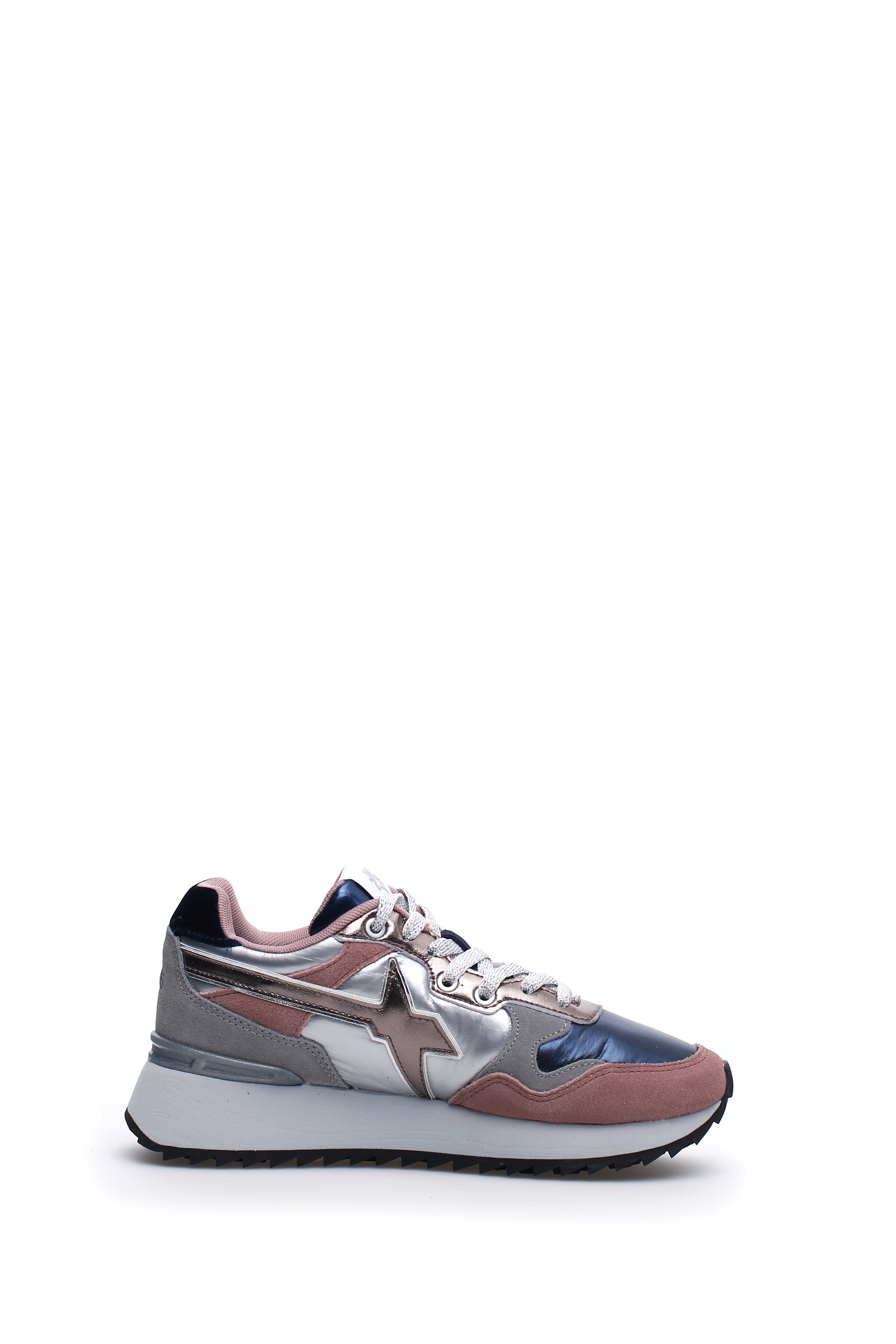 Navy Blue Technical Fabric Eco-Leather Sneakers