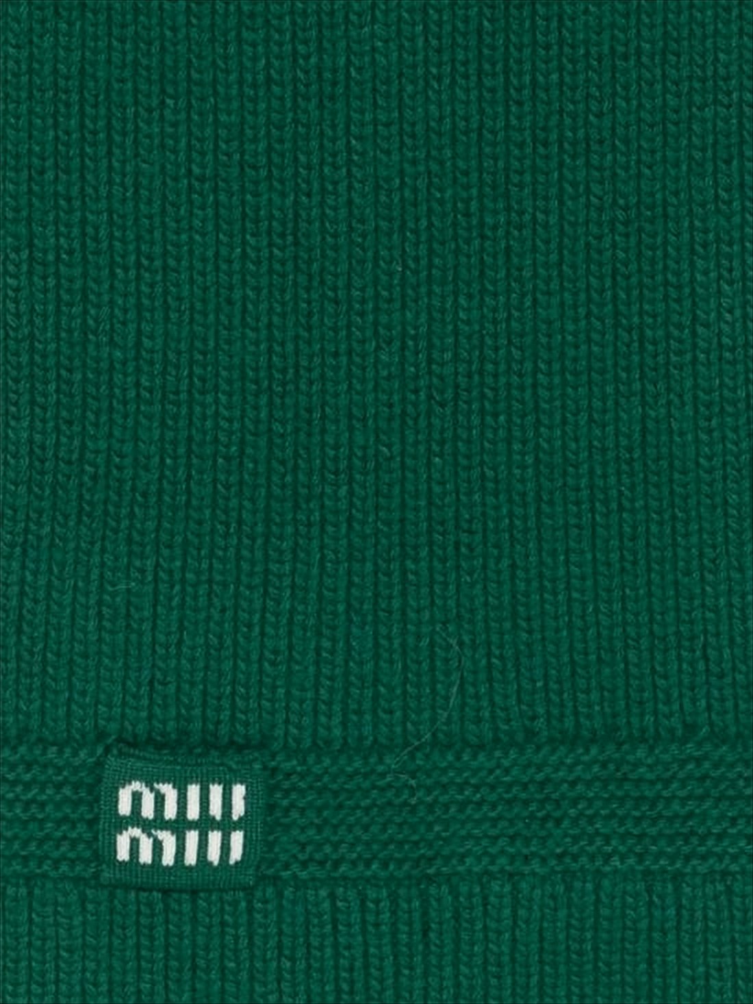 Ribbed Green Cashmere-Wool Miu Miu Scarf