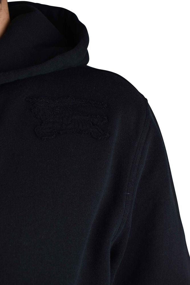 Hooded Black Cotton Vest with Embroidered Logo