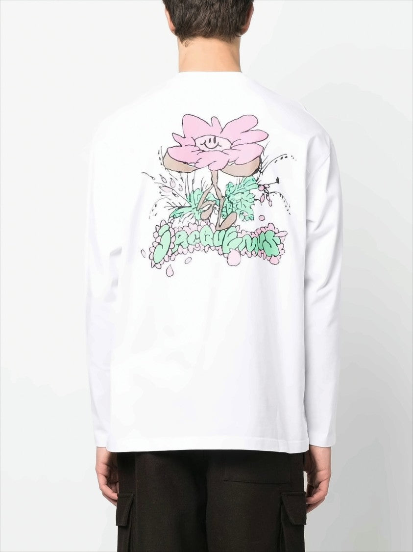Long-Sleeve Cotton Tee with Graphic Daisy Print