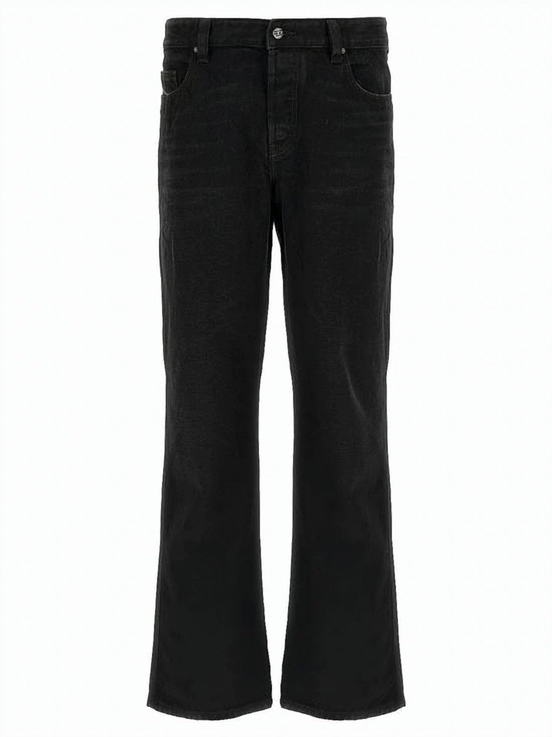 Flared Black Denim Pants with Five-Pocket Design
