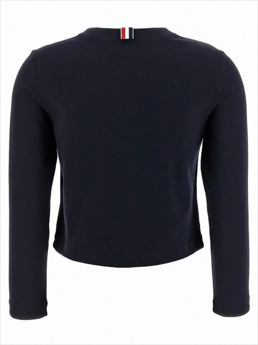 Cropped Black Cardigan with Button Anchor Motifs