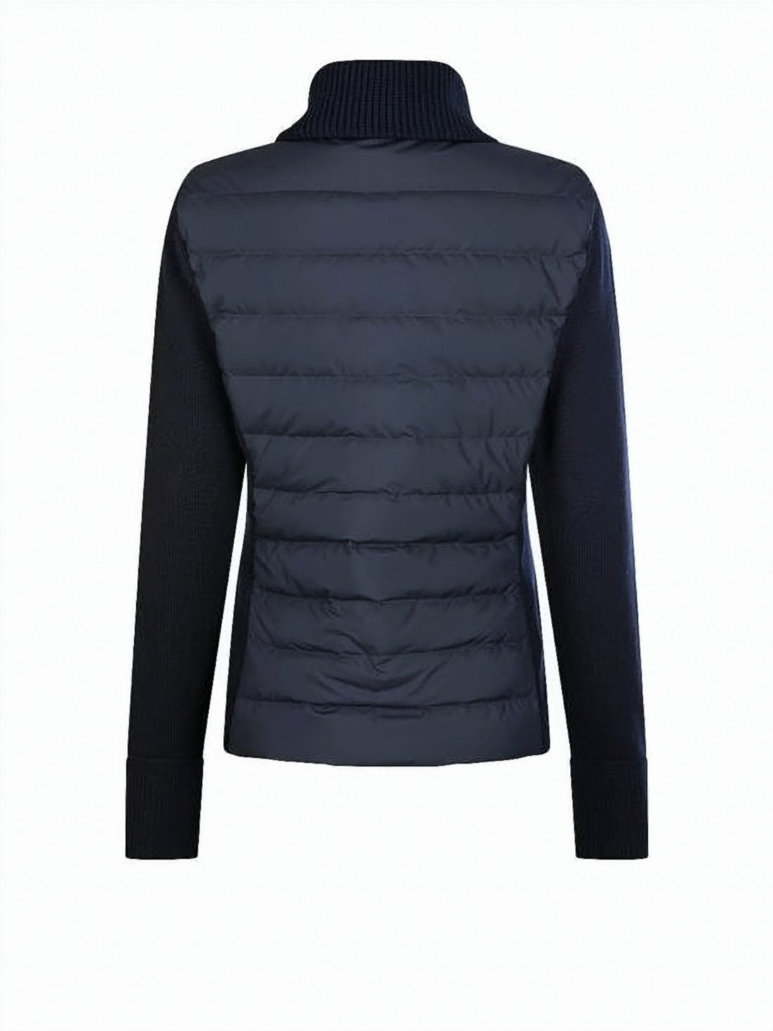 Padded Blue Jacket with Knitted Sleeves