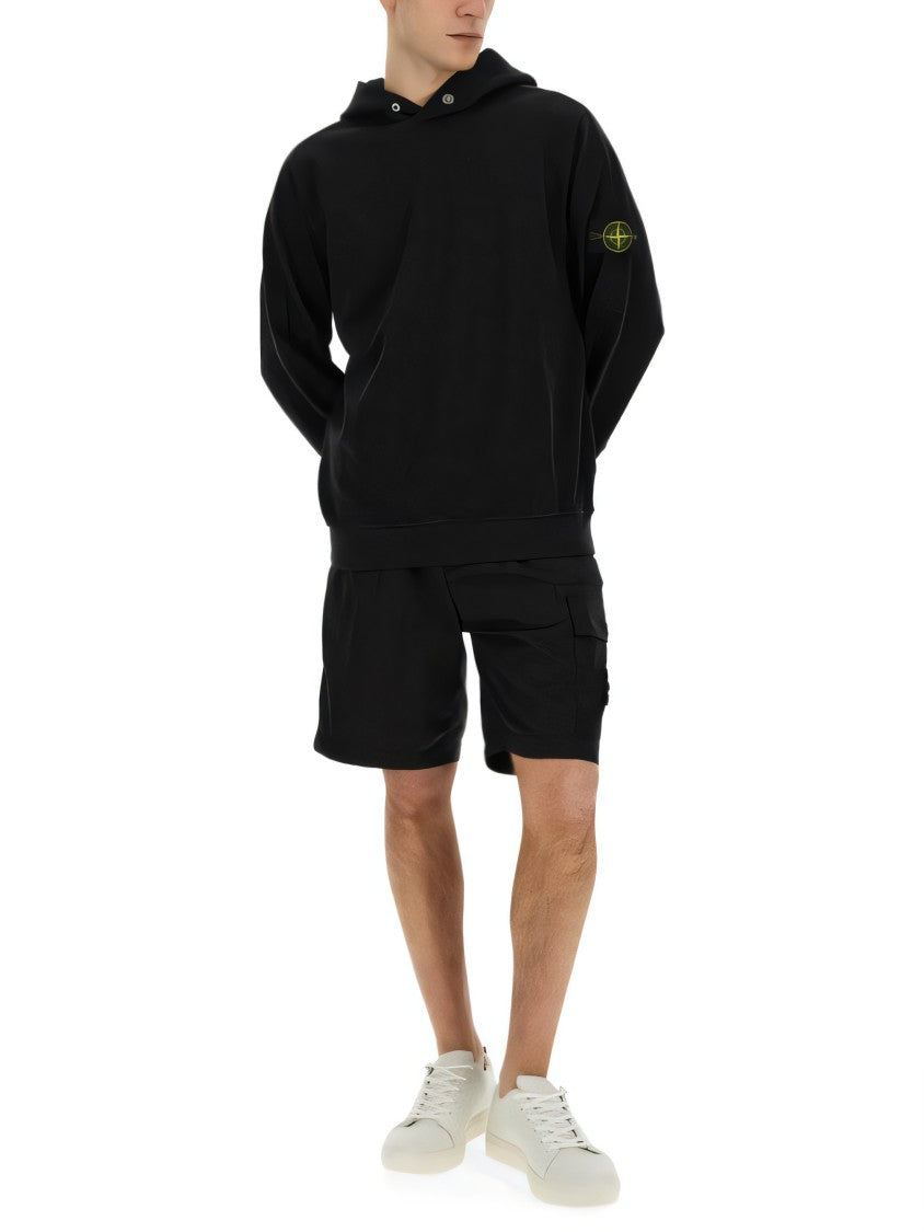 Classic Black Hoodie With Distinctive Sleeve Logo