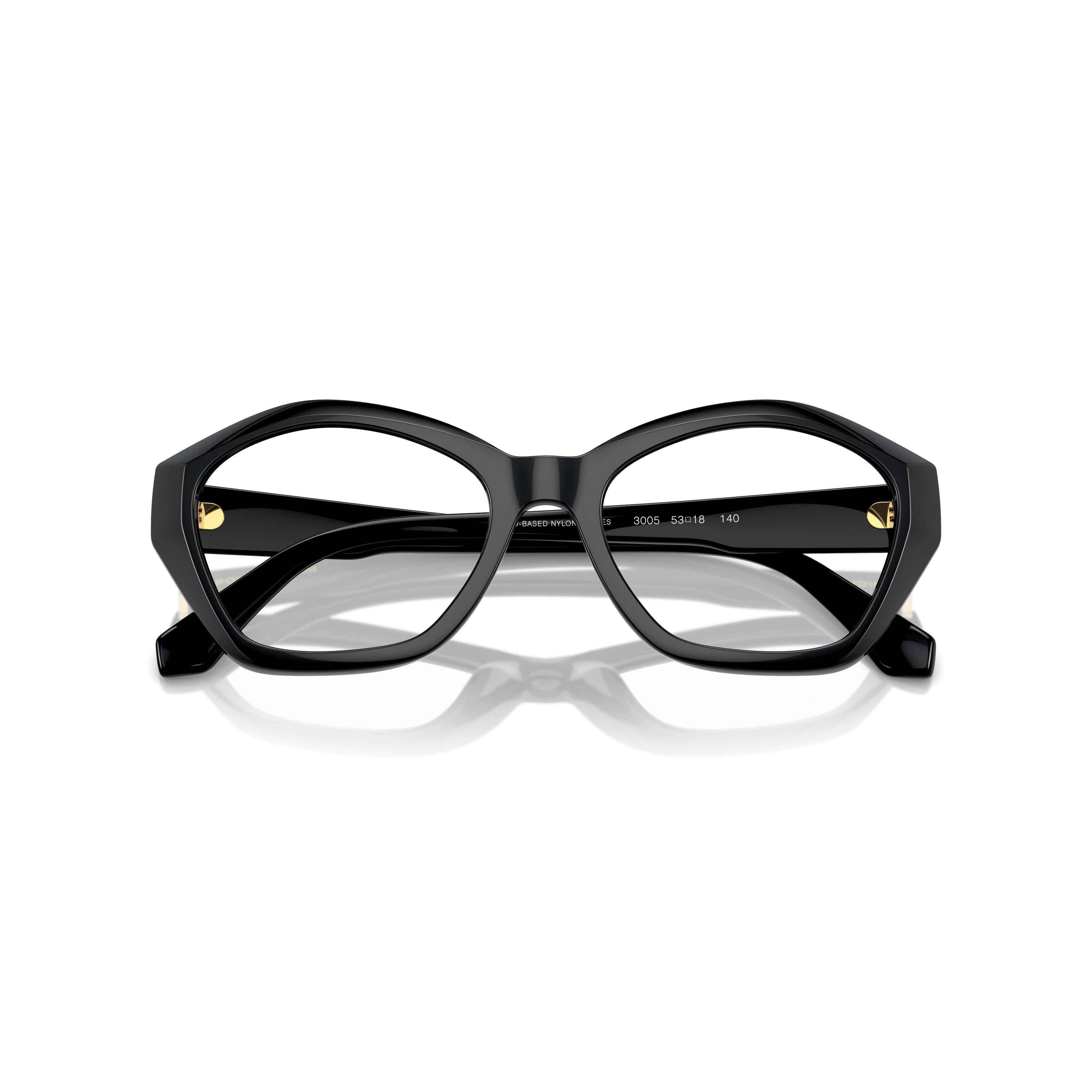 0mk4116u Geometric Black Eyeglasses with Gold Accents