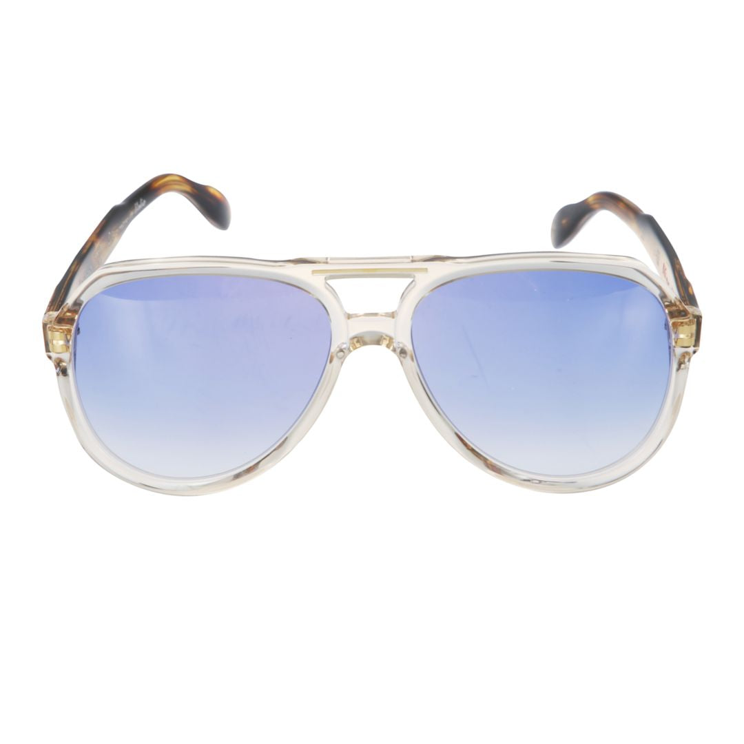 Big Pilot Aviator Sunglasses with Transparent Frame