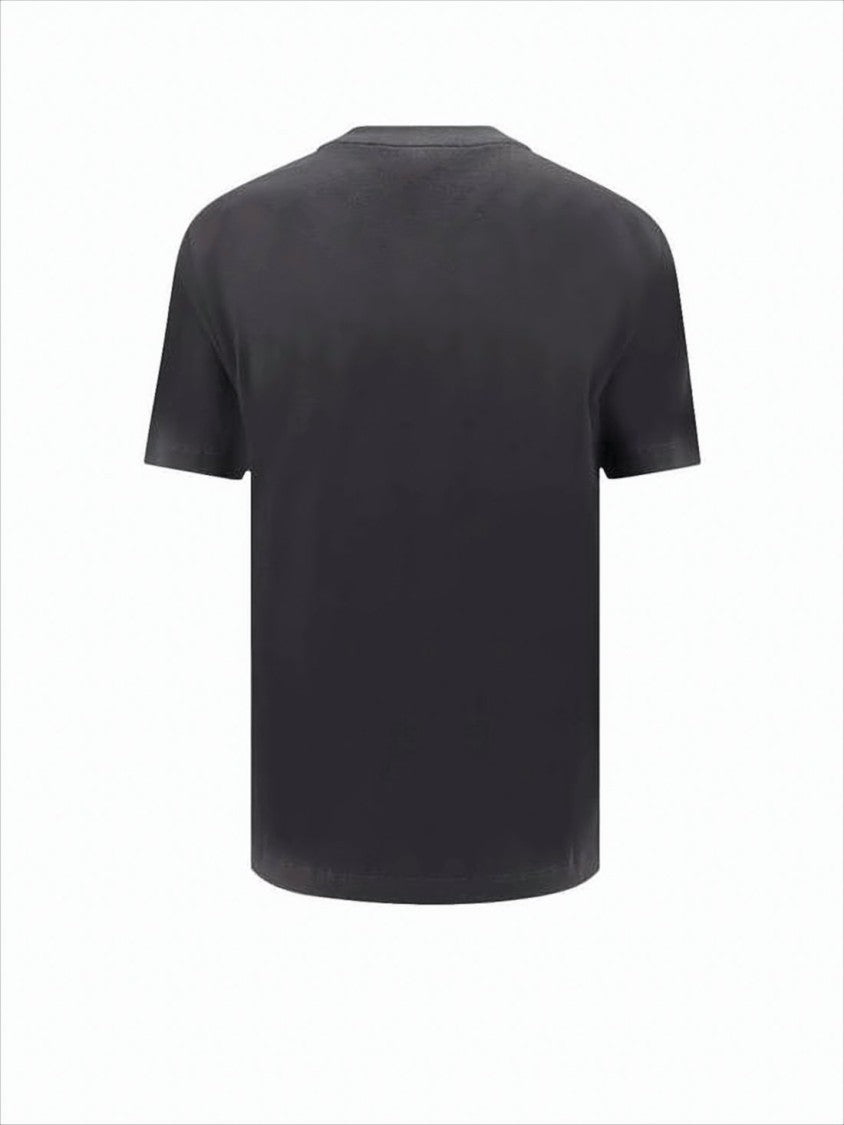 Black Short-Sleeved T-Shirt with Distinctive Logo Detail