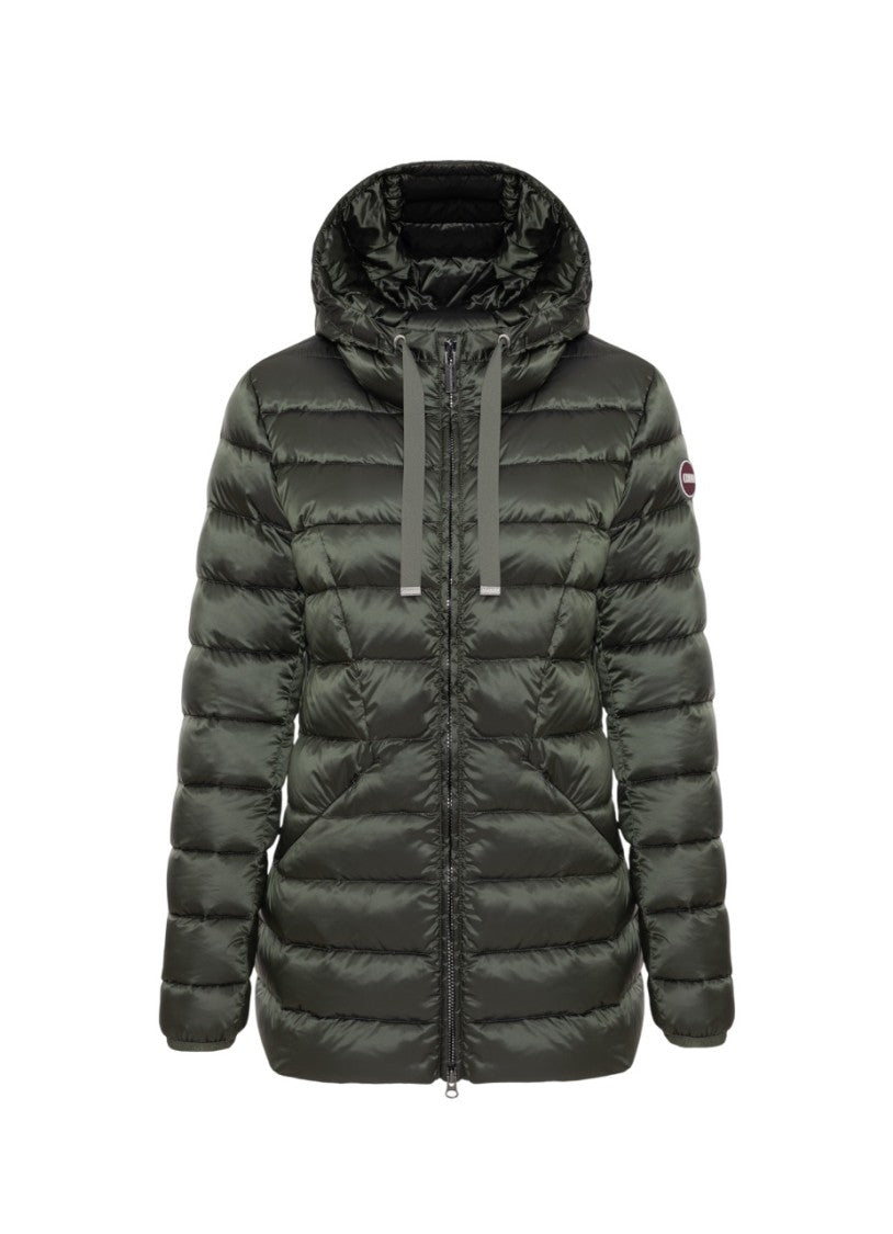 Tailored Quilted Down Coat with Adjustable Hood