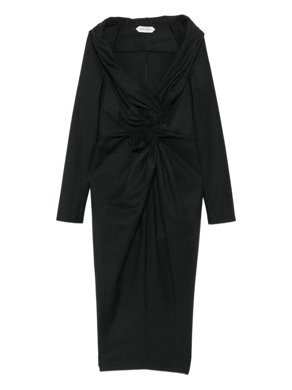 Flowing Dress with Delicate Draping and Refined Neckline