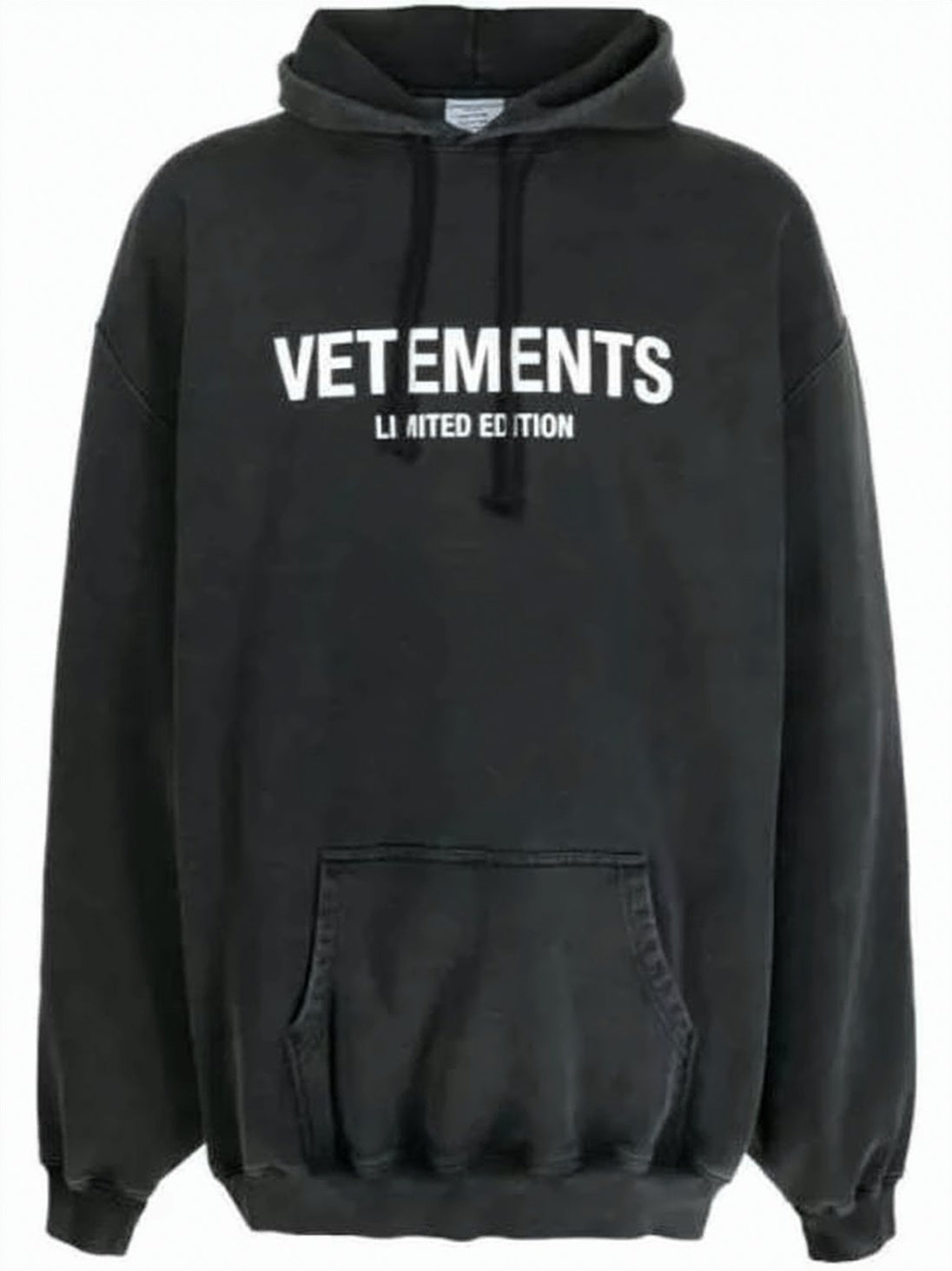 Oversized Black Hoodie with Distressed Typography