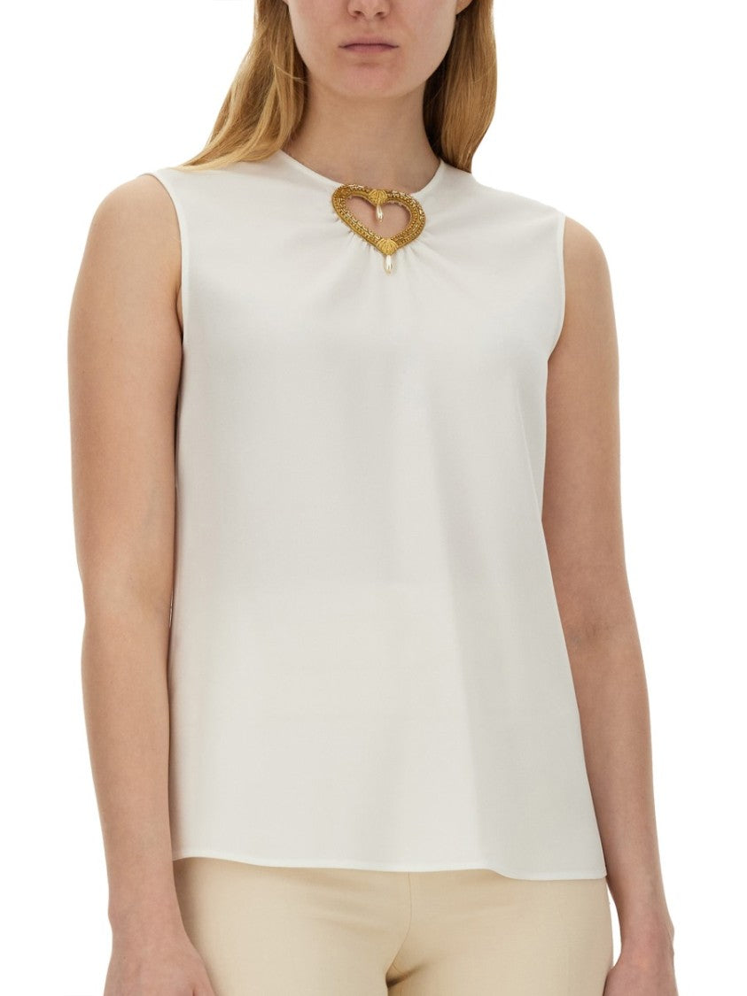 Blouse With Heart Applique And Subtle Keyhole Detail