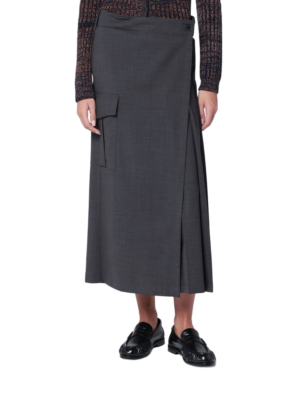 Anthracite Longuette Skirt With Pleated Back