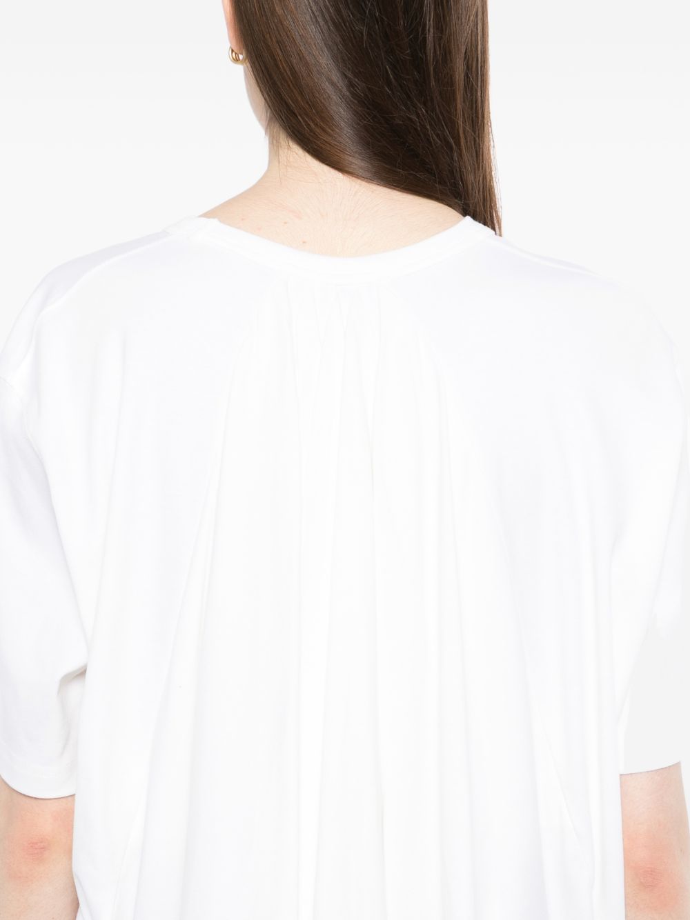Loose-Fit White T-Shirt With Subtle Pleating Detail