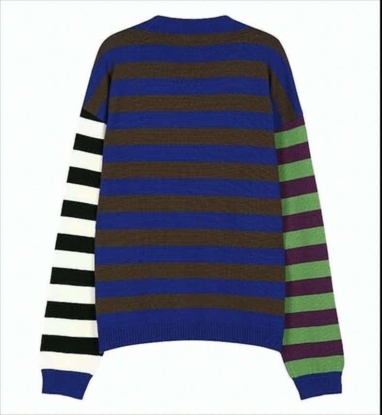 Striped Sweater with Mismatched Sleeves