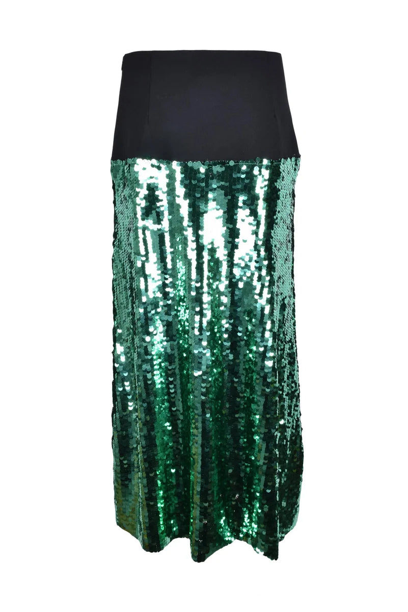 Long Skirt Green Sequins