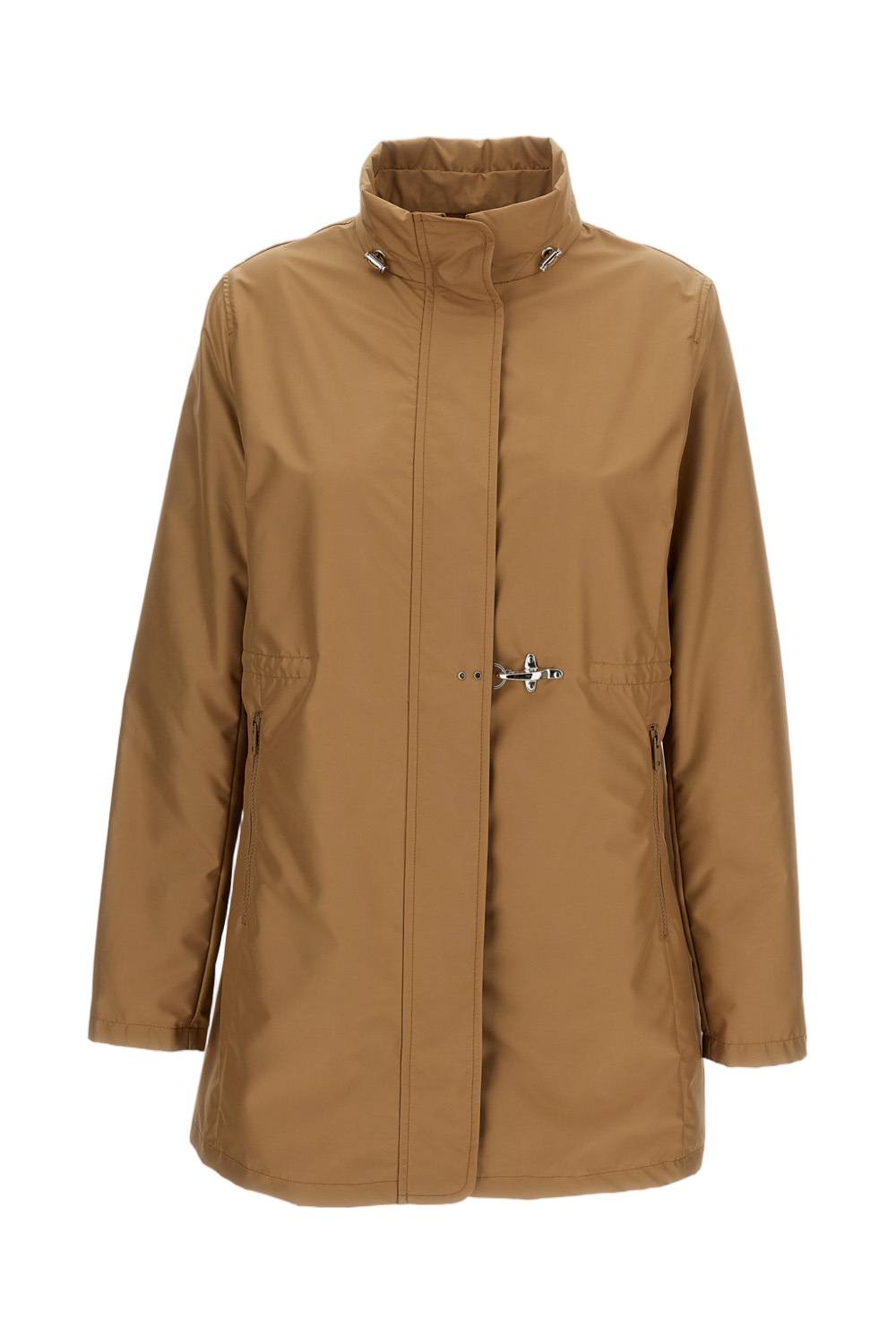 Water-Repellent Poplin Overcoat with Adjustable Features