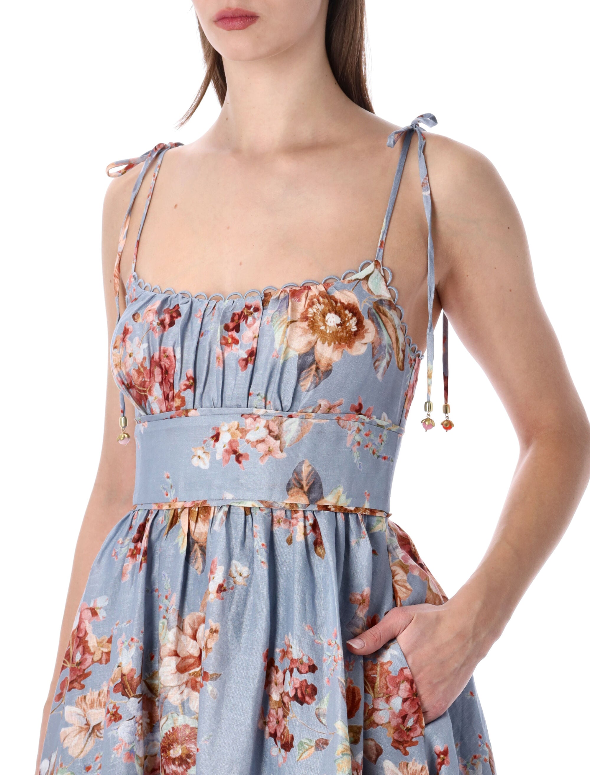 Awaken Picnic Chambray Floral Midi Dress