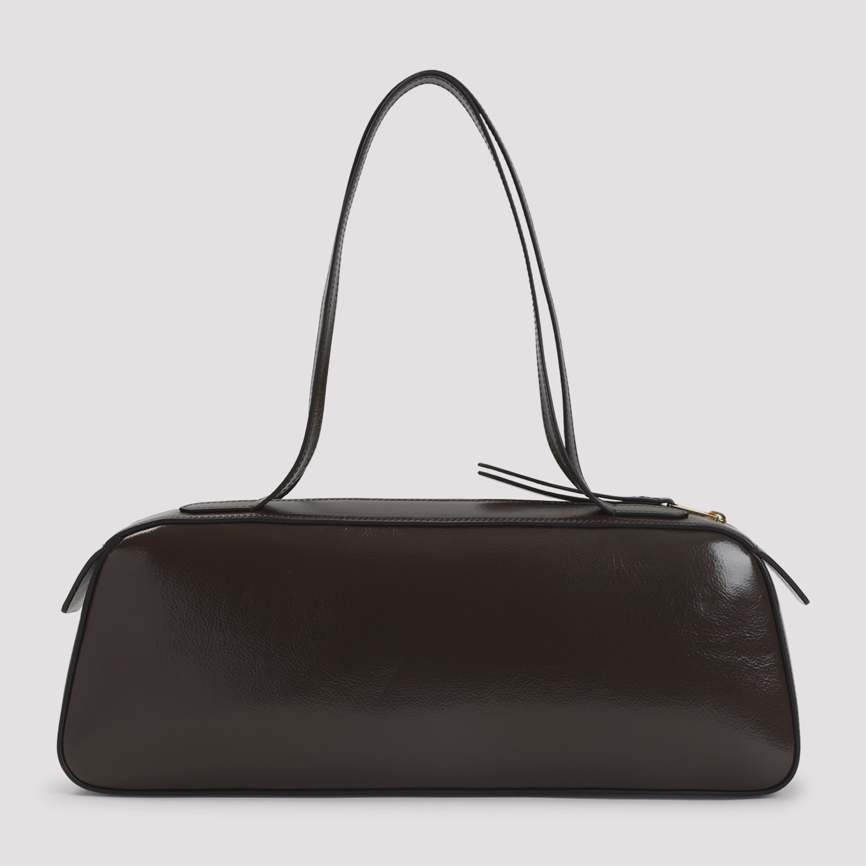 Rectangular Shoulder Bag In Rich Brown Calfskin Leather