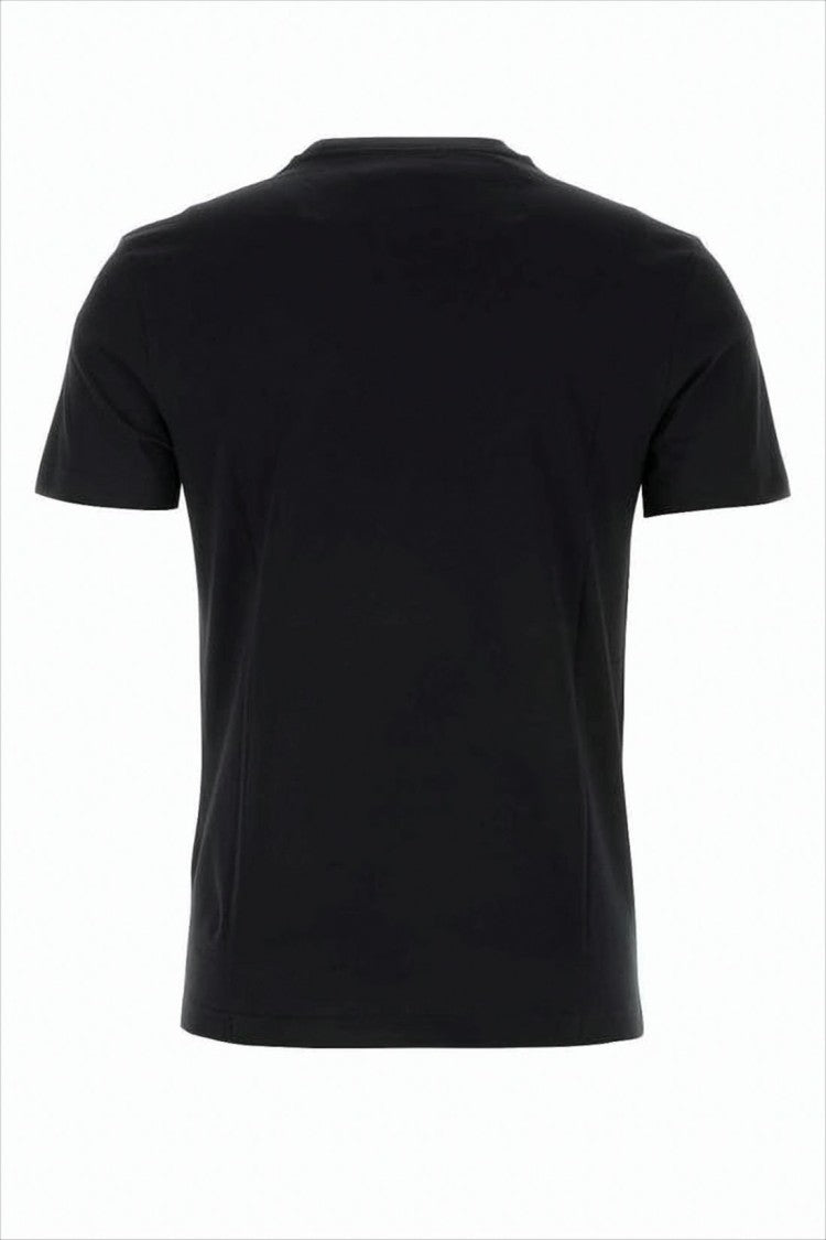 Black Short-Sleeved T-Shirt with Embroidered Emblem