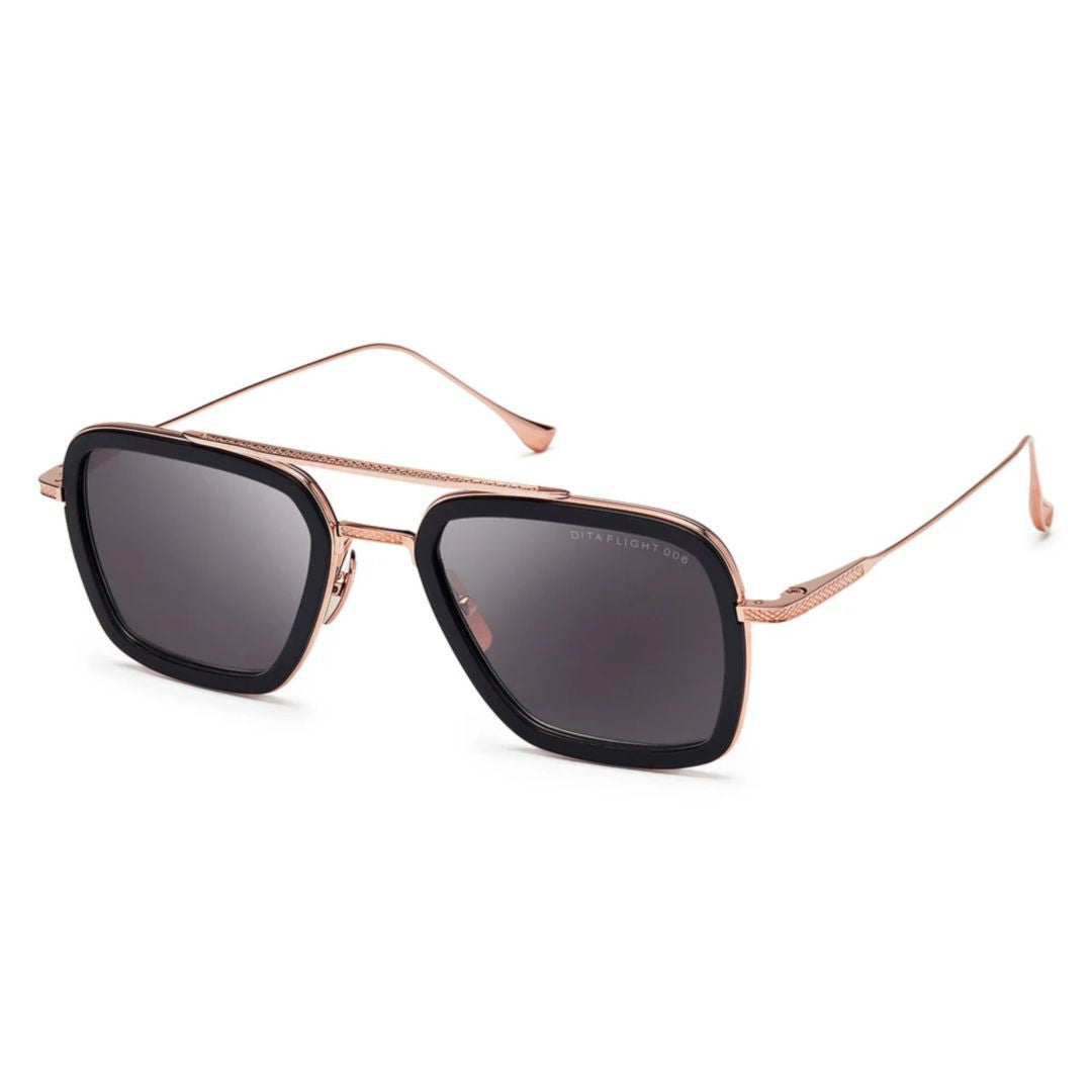 Flight.006 Bold Square Frame Sunglasses with Rose Gold Finish