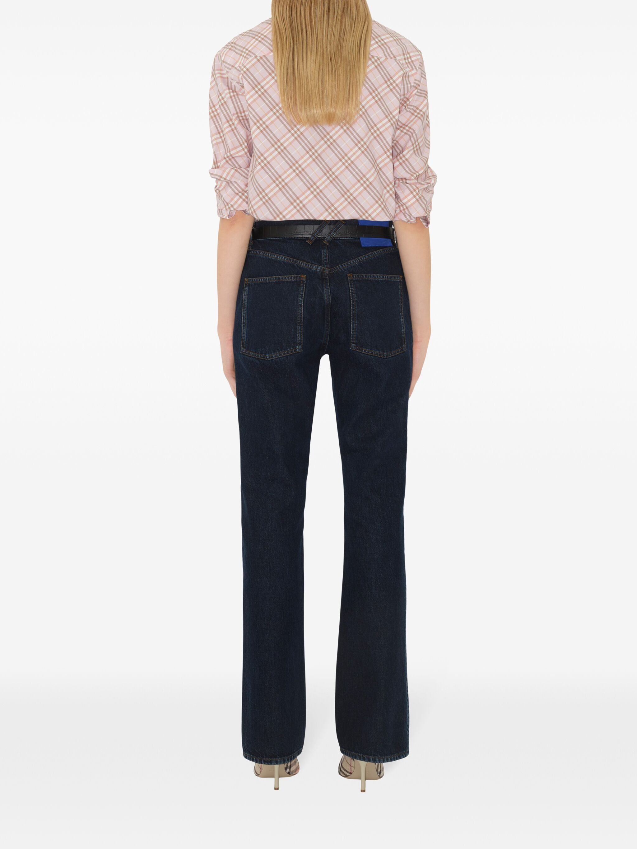 Flared Indigo Denim Five-Pocket Jeans