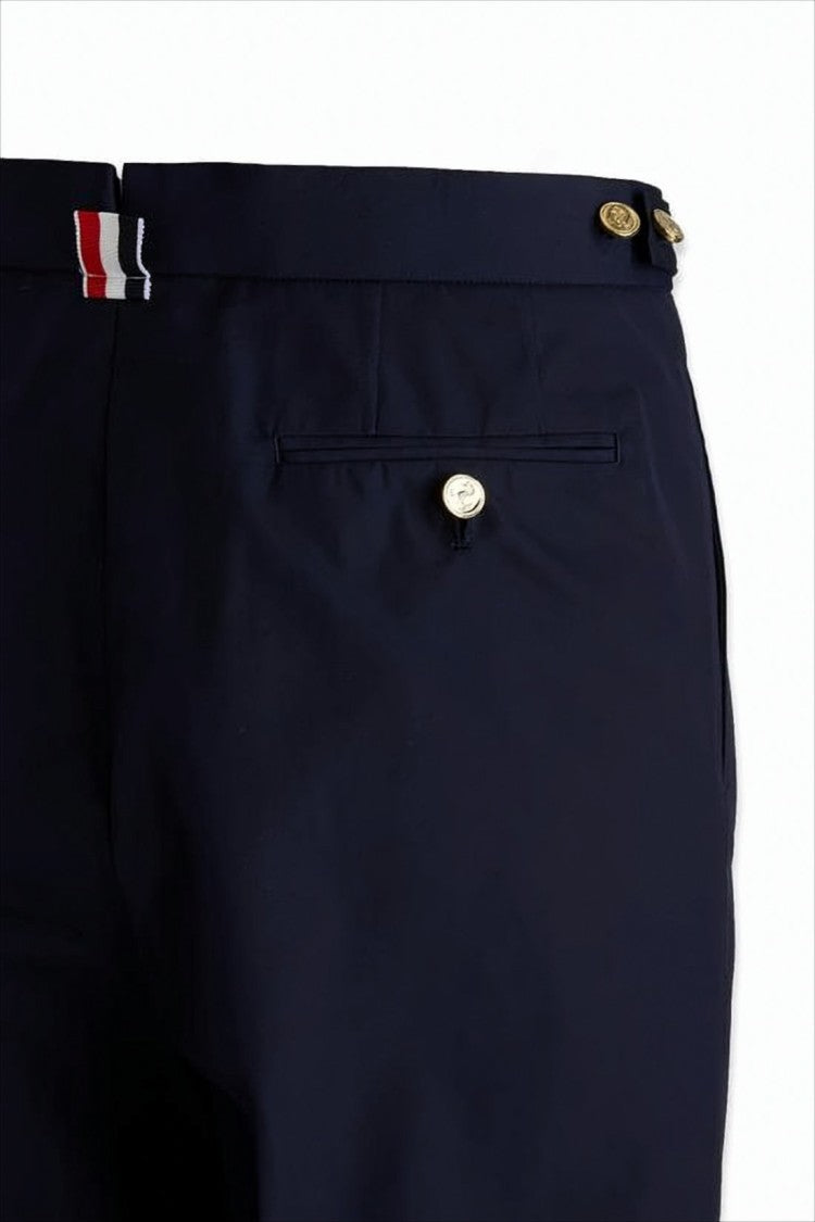 Tailored Navy Straight-Leg Pants with Cuffed Hems