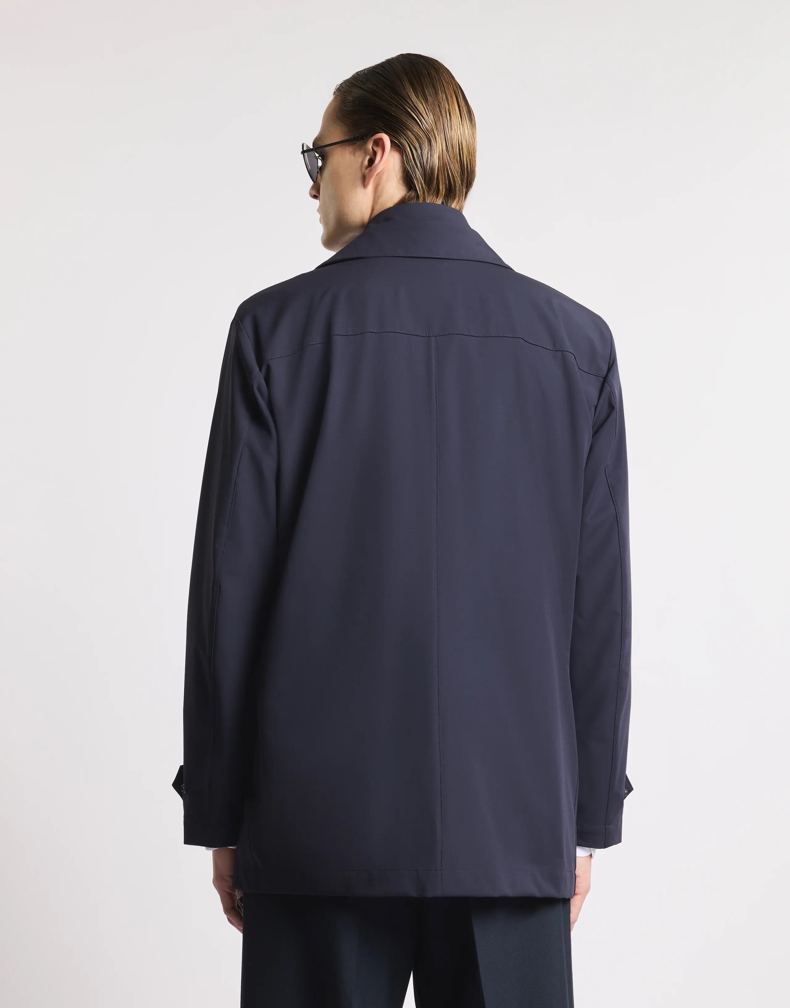 Navy Blue Versatile Jacket with Minimalist Design