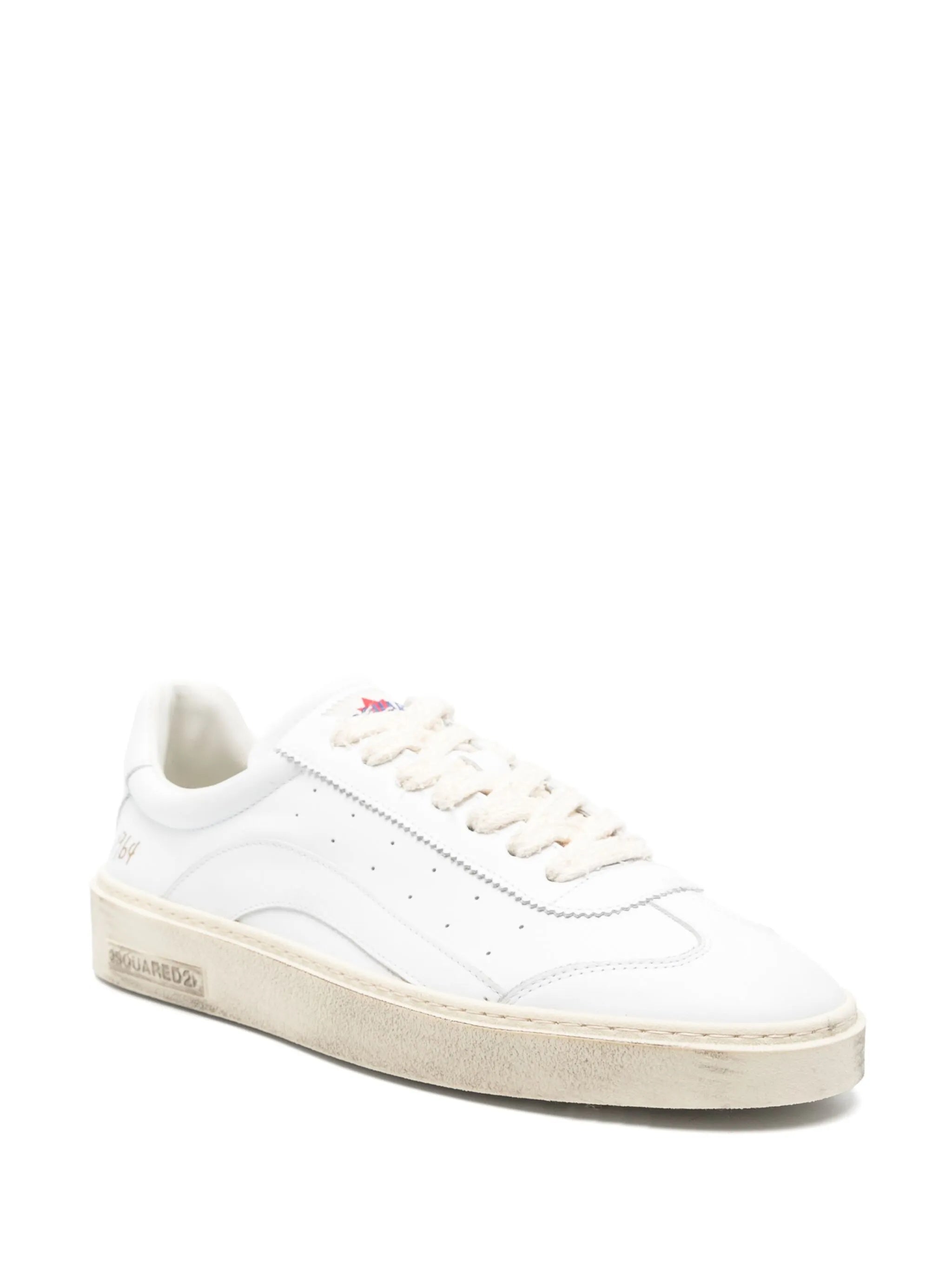 White Smooth Leather Gold Detail Sneakers